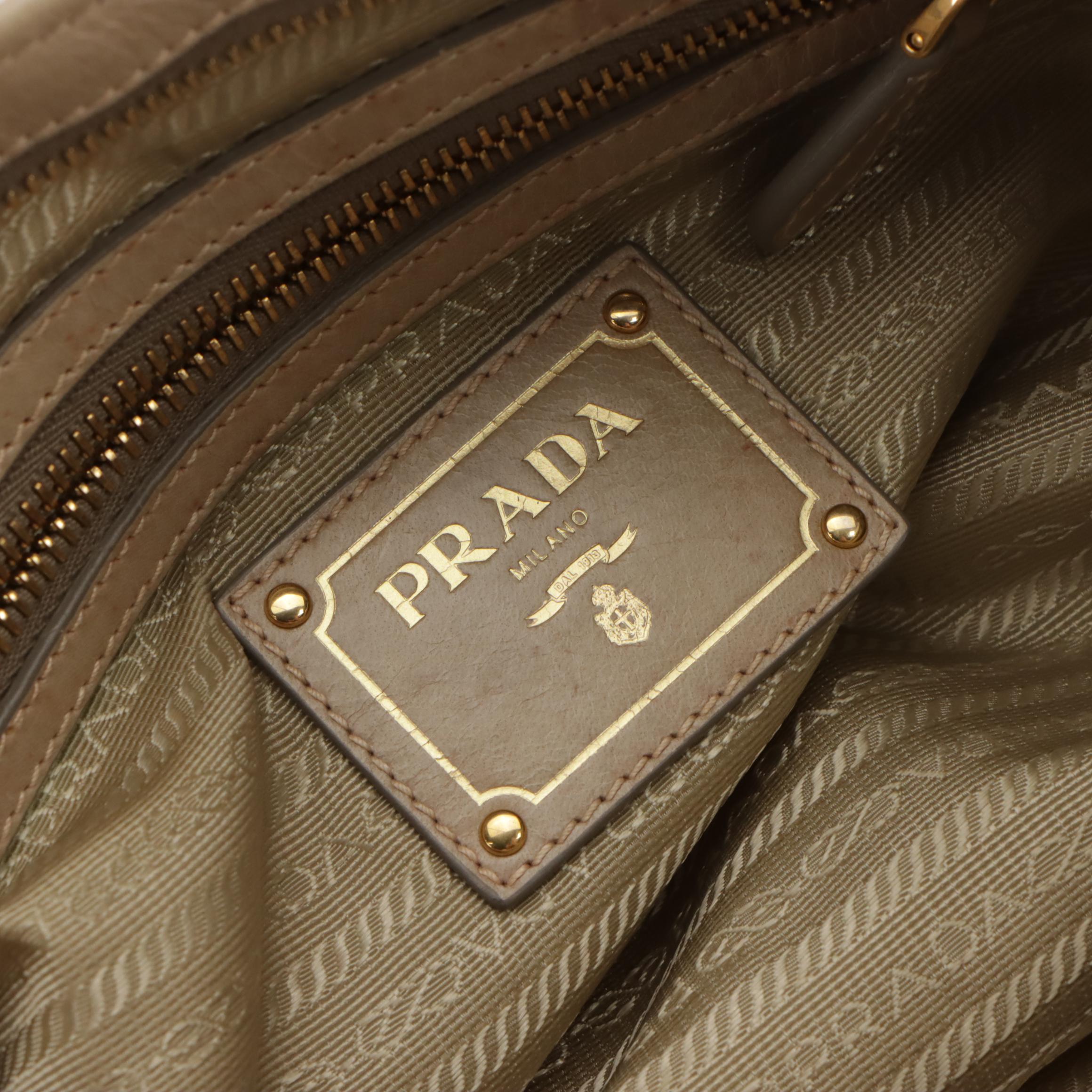 Prada Side Drawstring Tassel Two-Way Shoulder Bag in Crinkled Leather