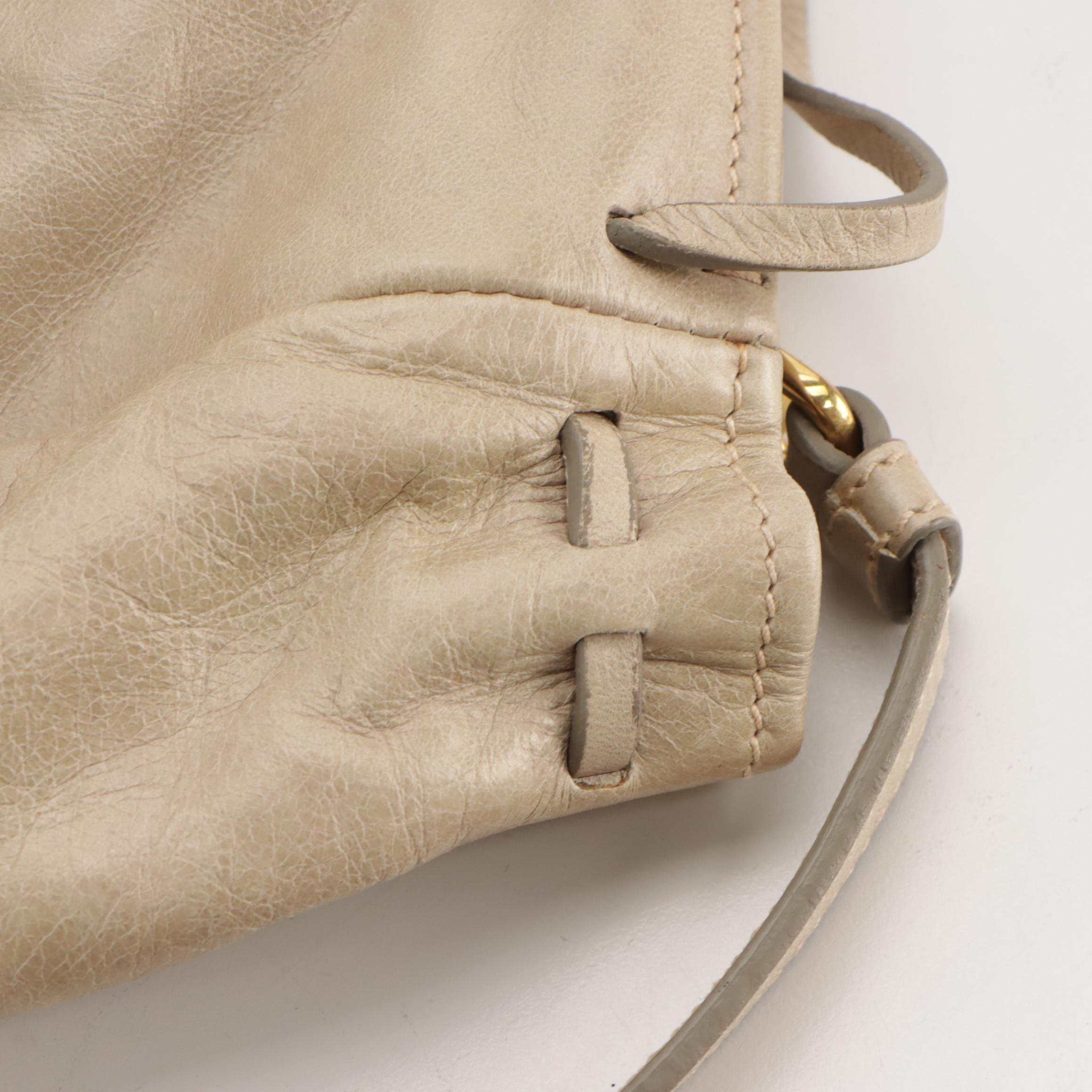 Prada Side Drawstring Tassel Two-Way Shoulder Bag in Crinkled Leather