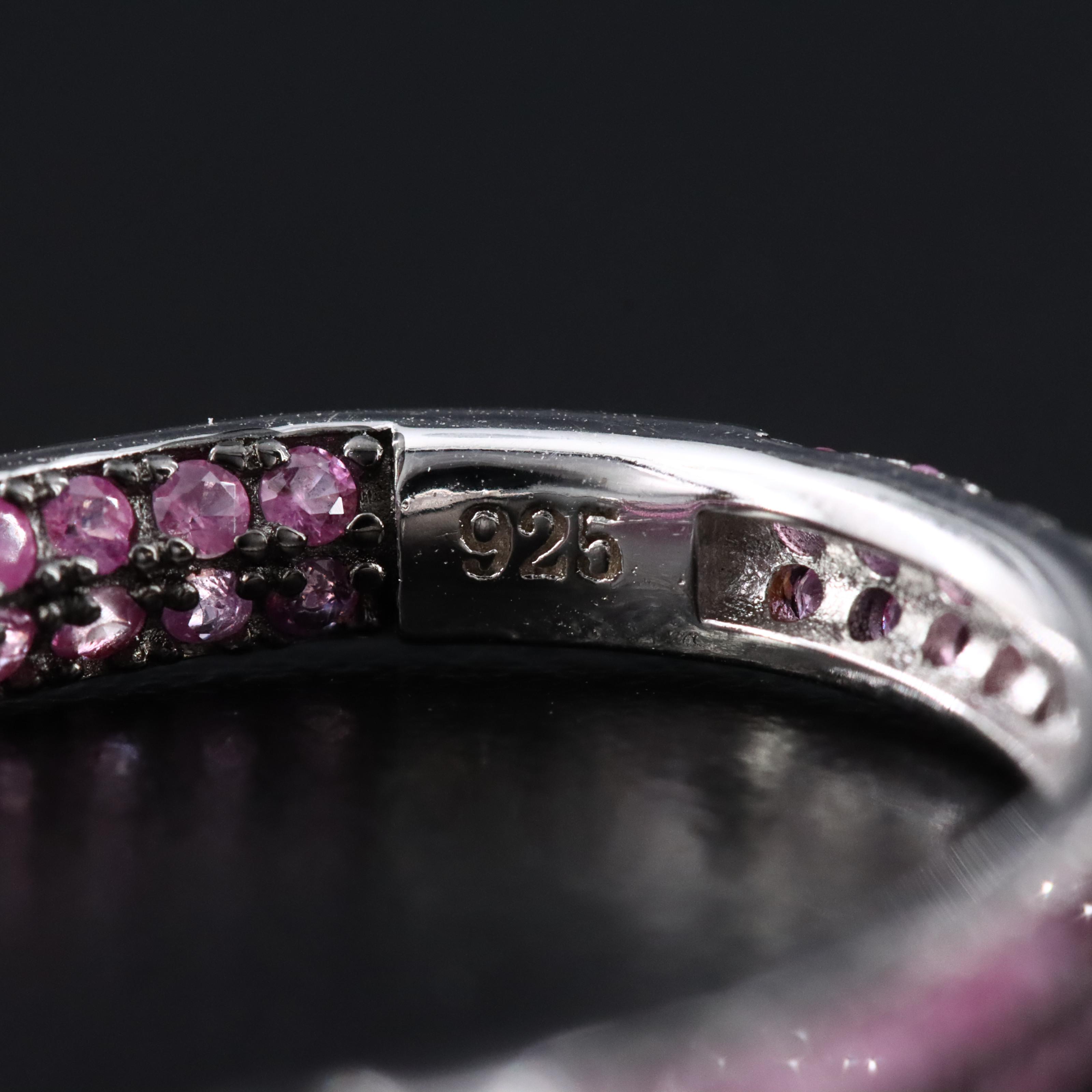 Sterling Pink Sapphire Inside-Out Hoop Earrings