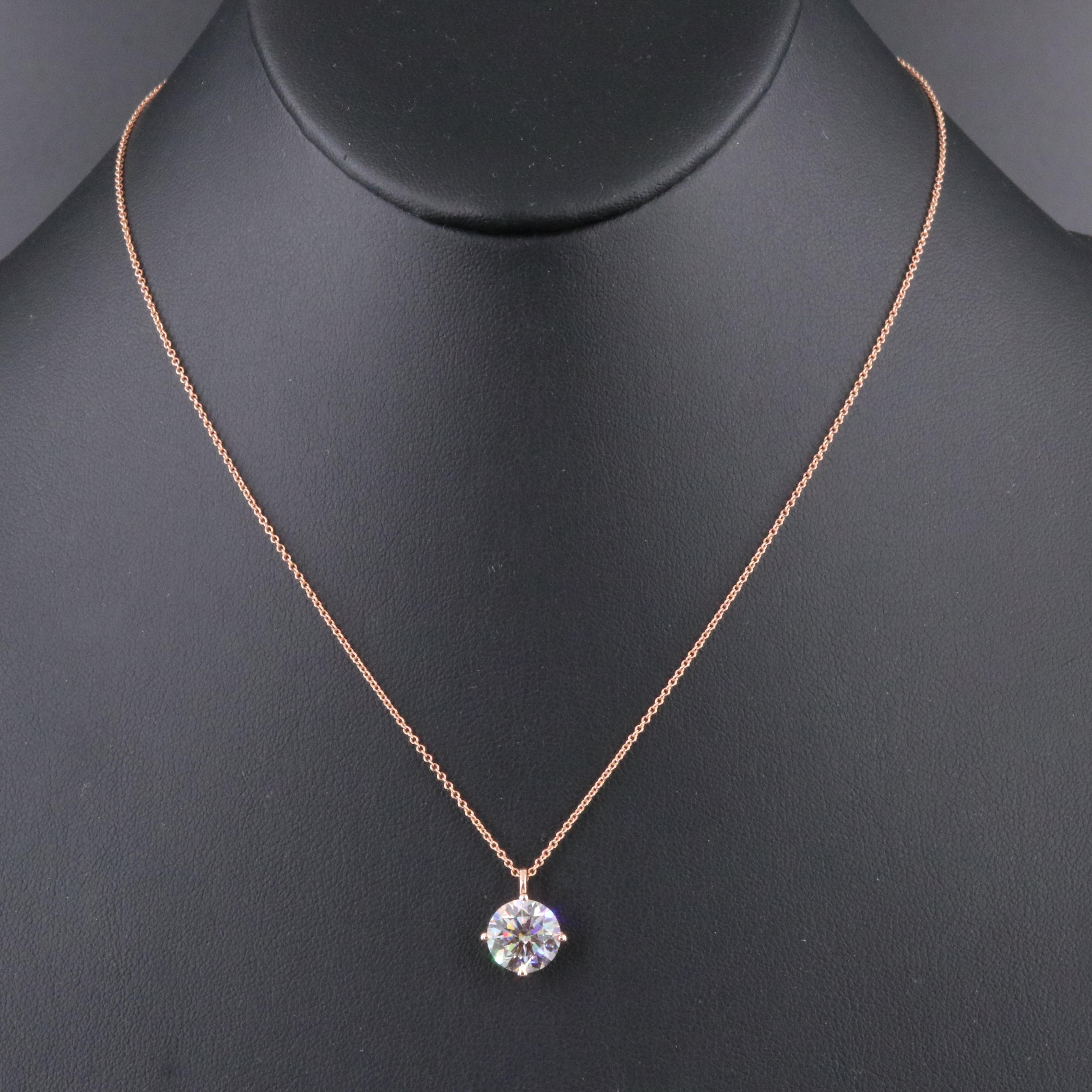 14K Rose Gold 3.08 CT Lab Grown Diamond Pendant Necklace with IGI Report