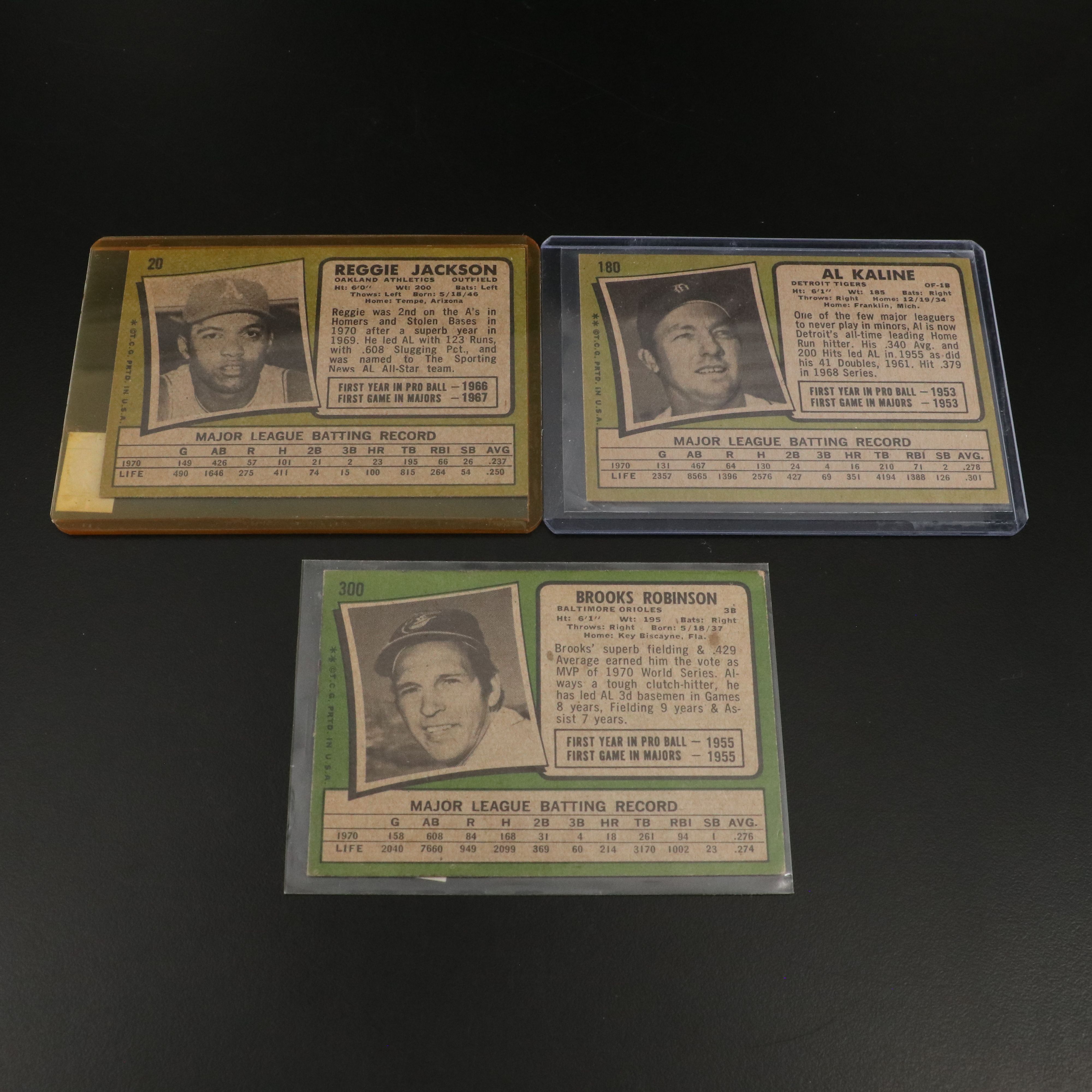 1970-71 Topps Baseball Cards Featuring Reggie Jackson, Ron Santo, and More
