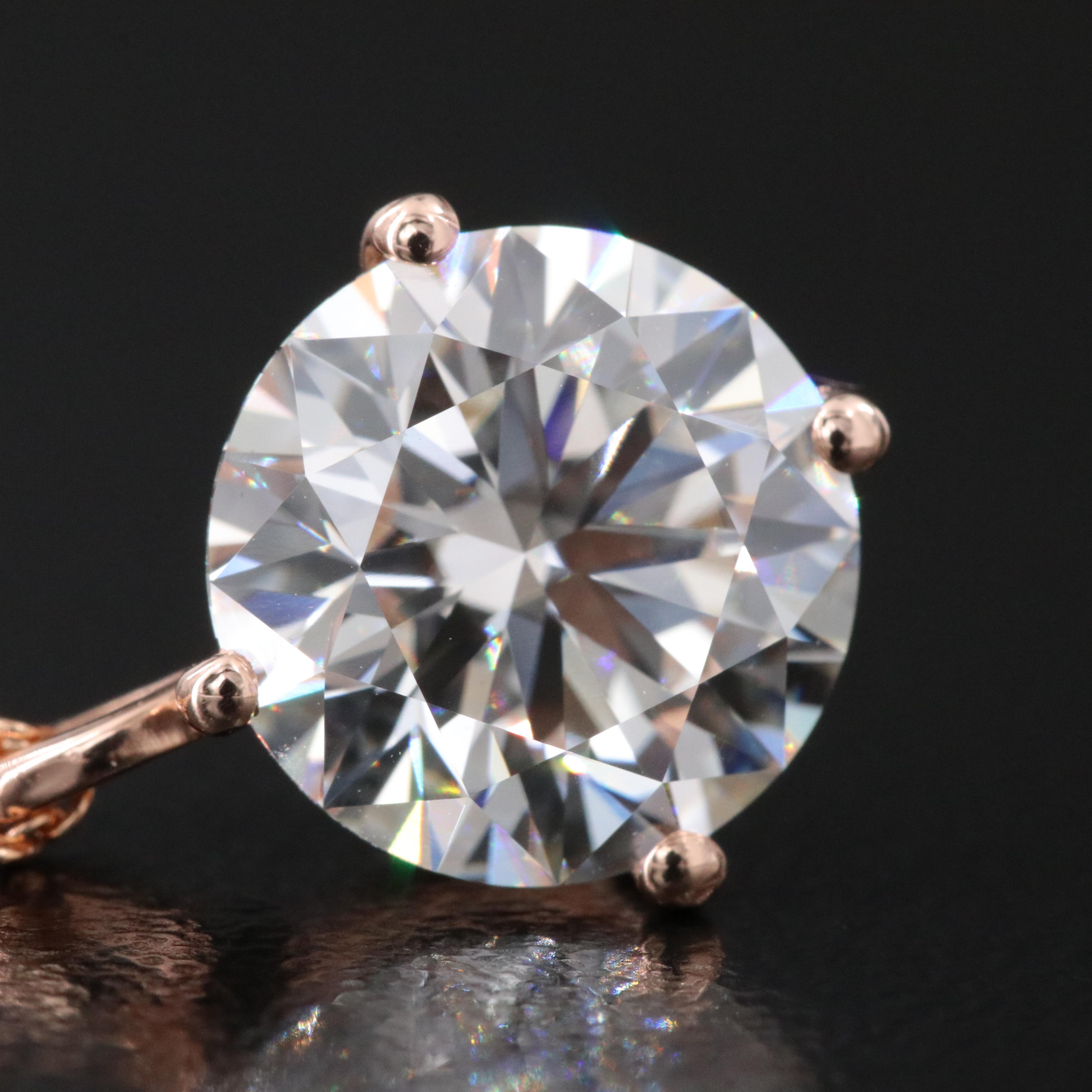 14K Rose Gold 3.08 CT Lab Grown Diamond Pendant Necklace with IGI Report