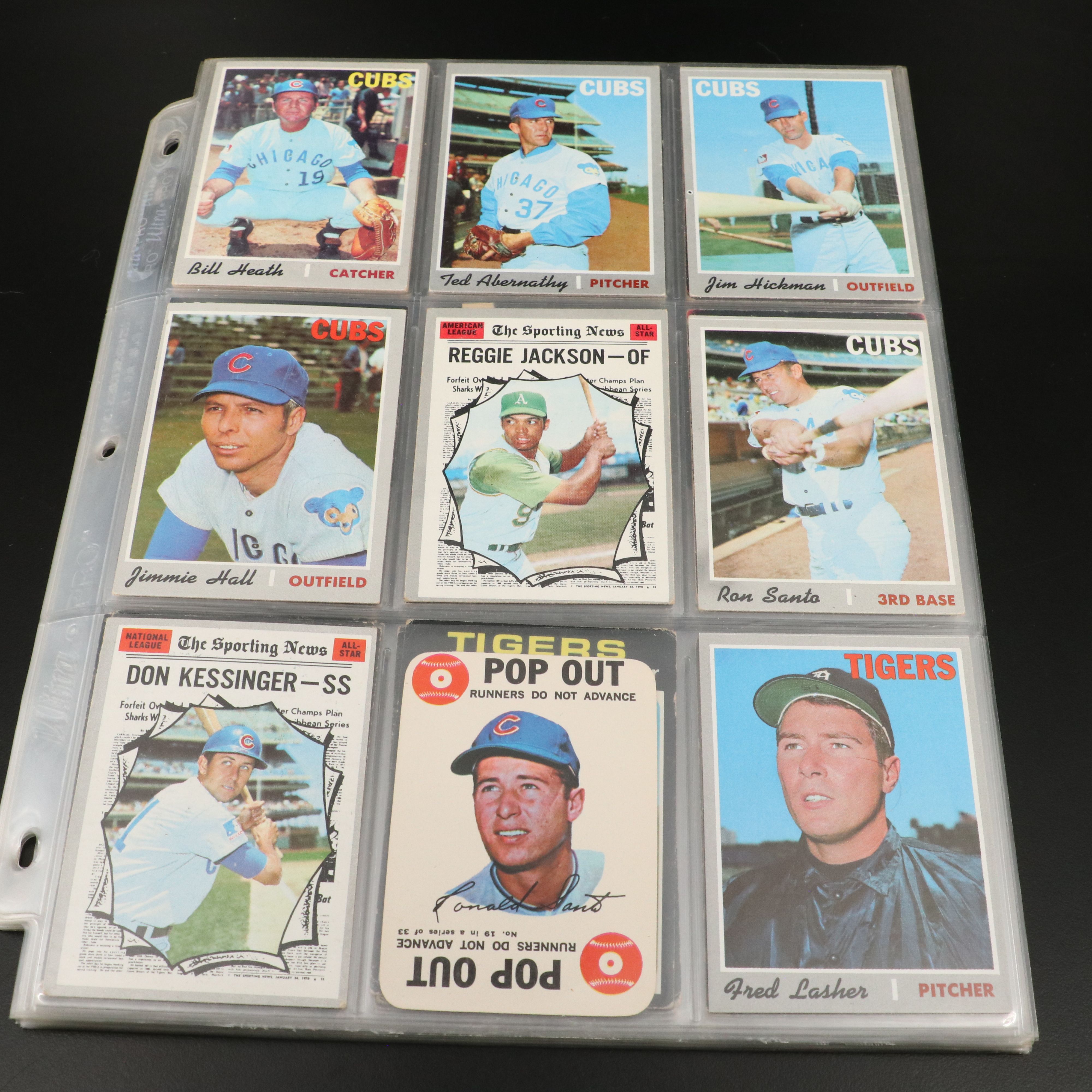 1970-71 Topps Baseball Cards Featuring Reggie Jackson, Ron Santo, and More