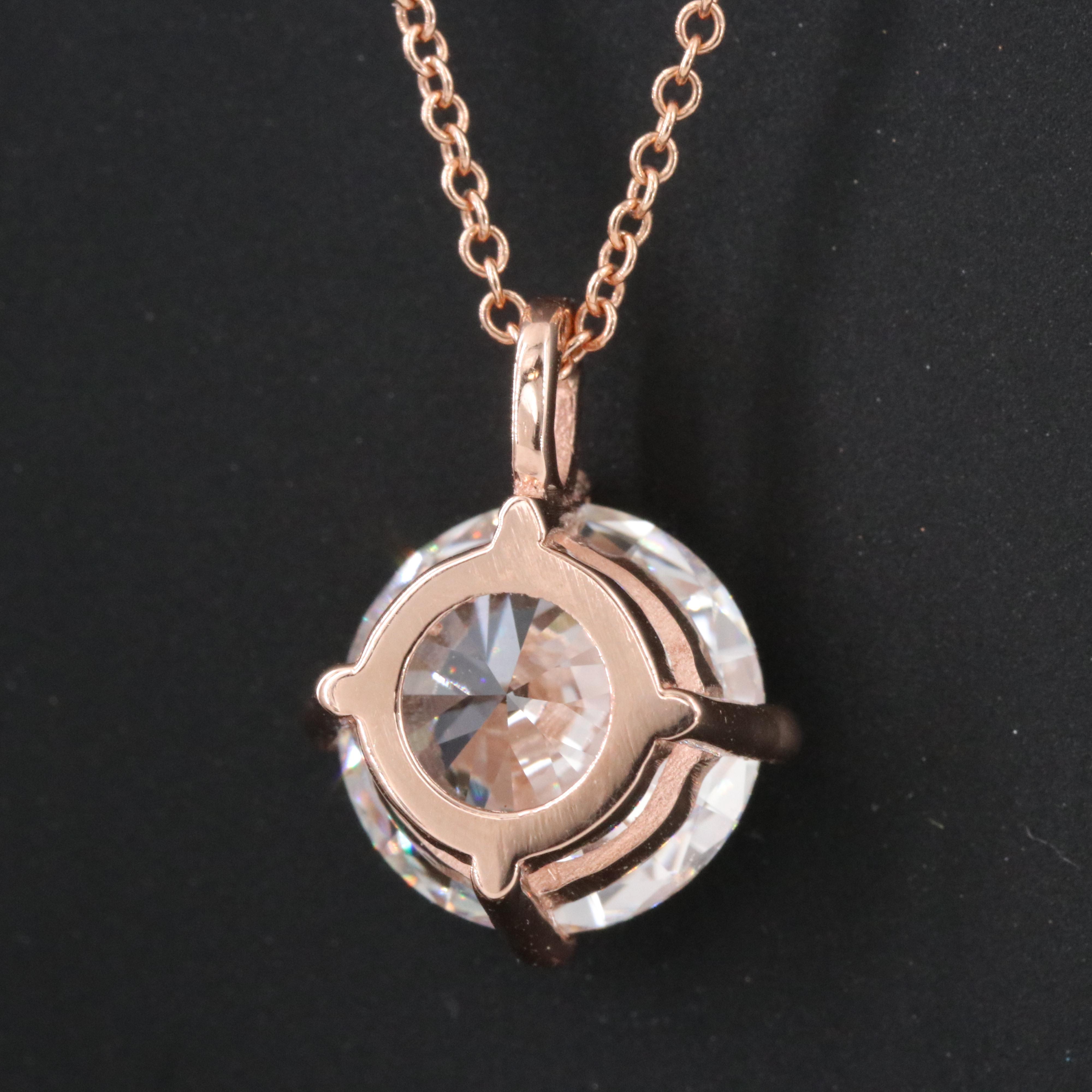 14K Rose Gold 3.08 CT Lab Grown Diamond Pendant Necklace with IGI Report