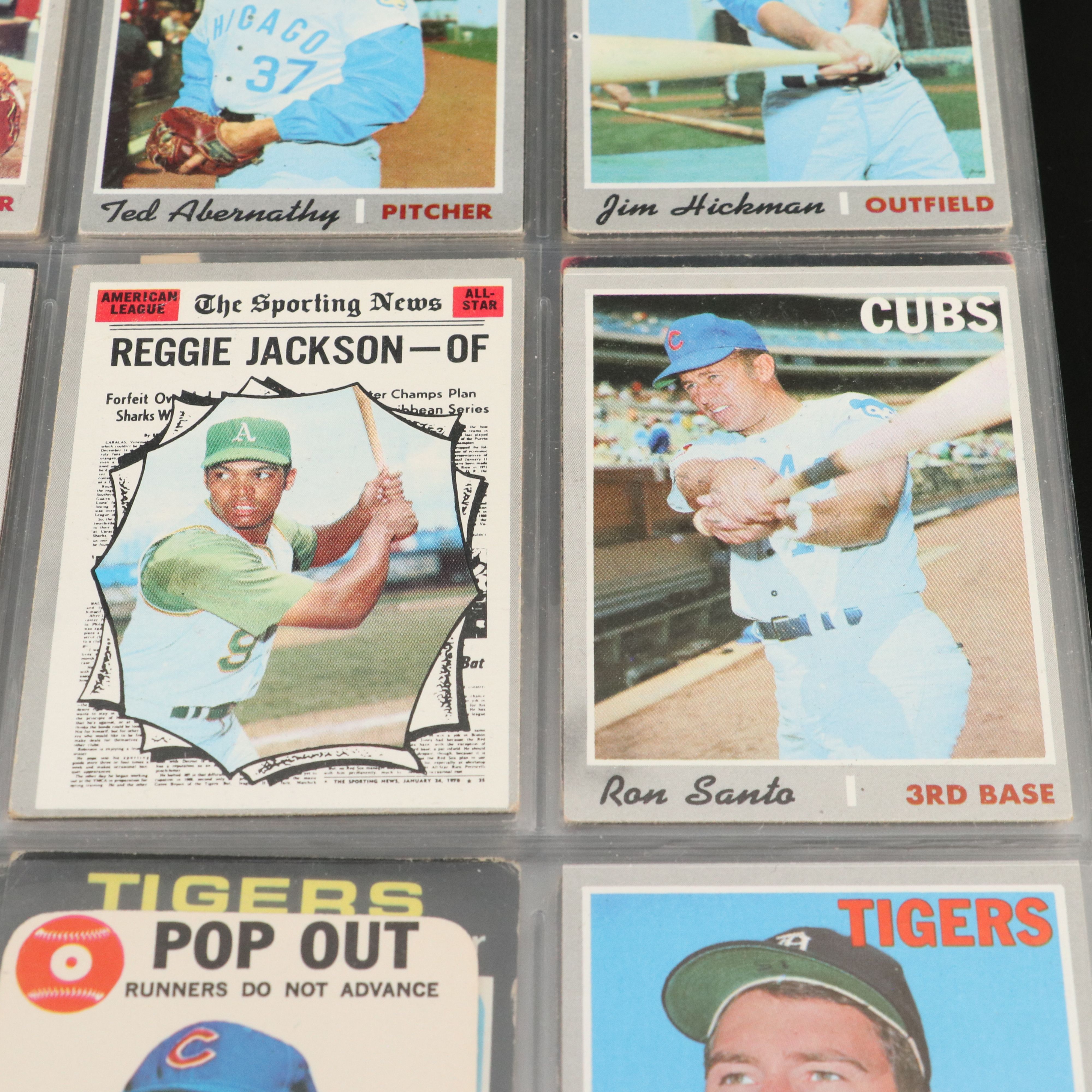 1970-71 Topps Baseball Cards Featuring Reggie Jackson, Ron Santo, and More