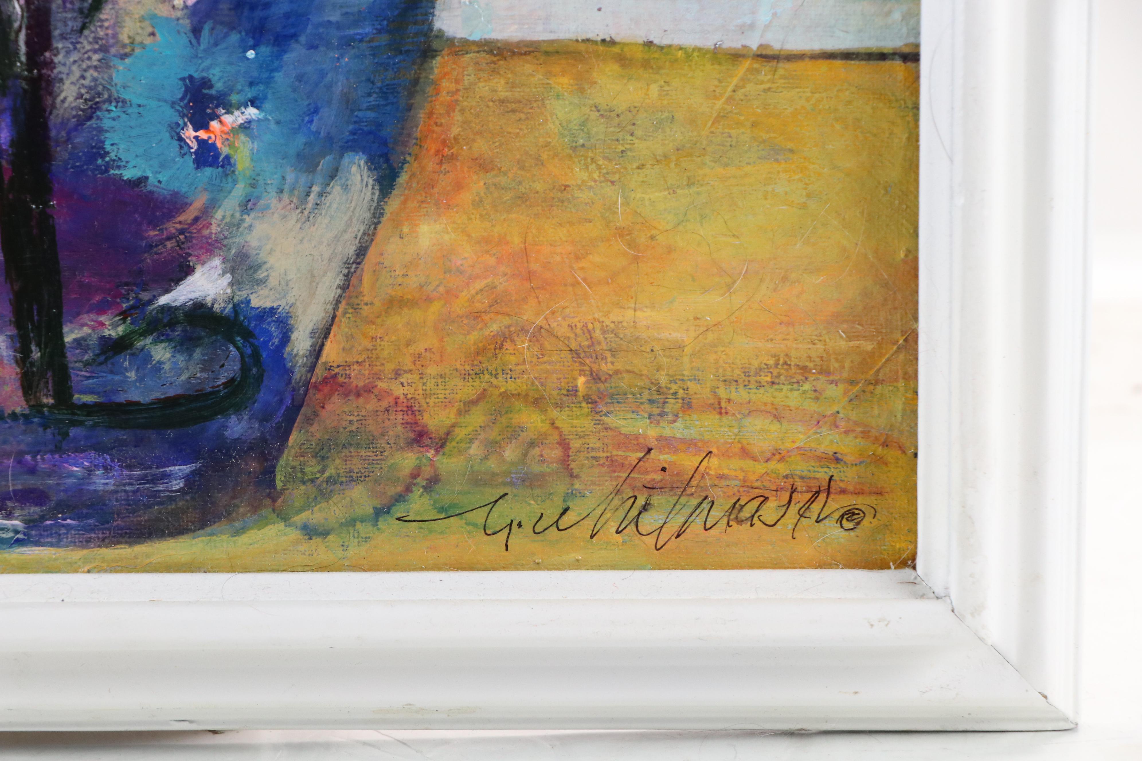 Mark Whitmarsh Floral Still Life Acrylic Painting "Floral Sky," 21st Century