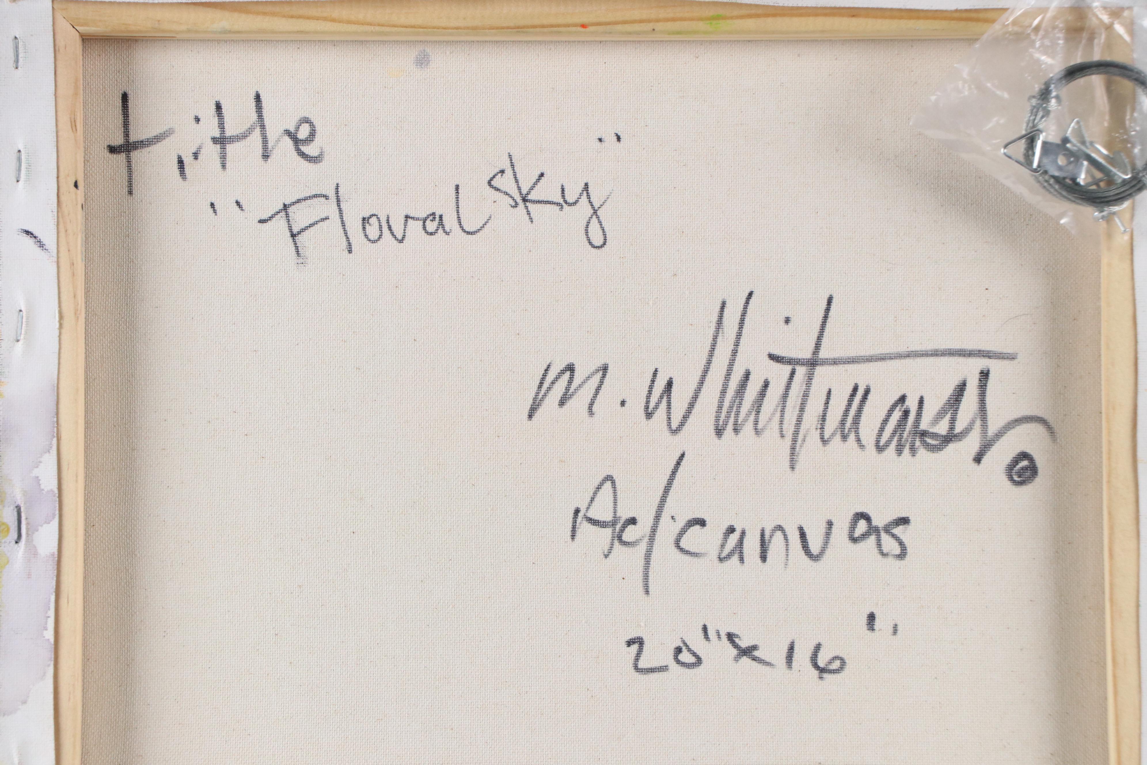 Mark Whitmarsh Floral Still Life Acrylic Painting "Floral Sky," 21st Century