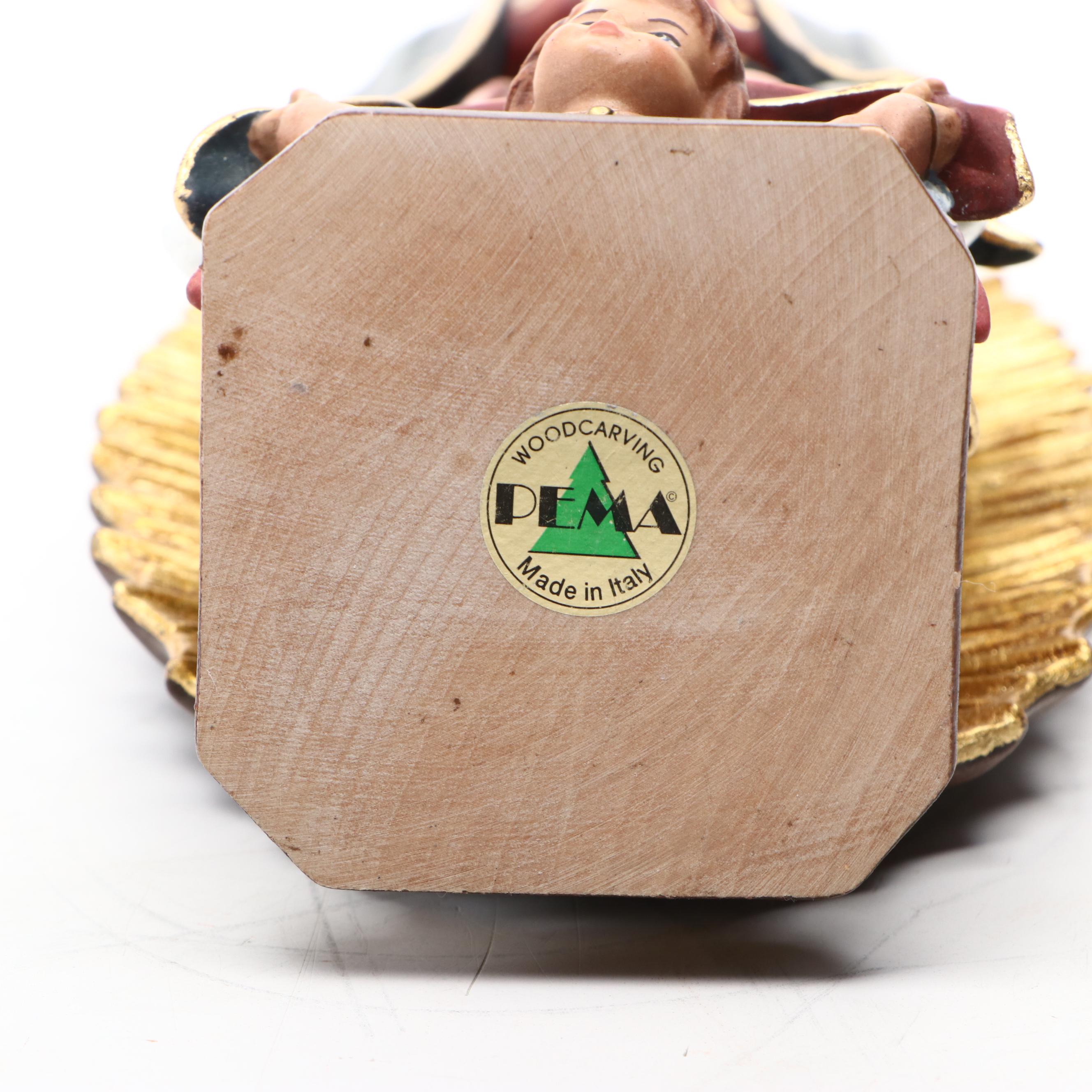 Pema Italian Hand-Carved and Painted Madonna and Child Figurine