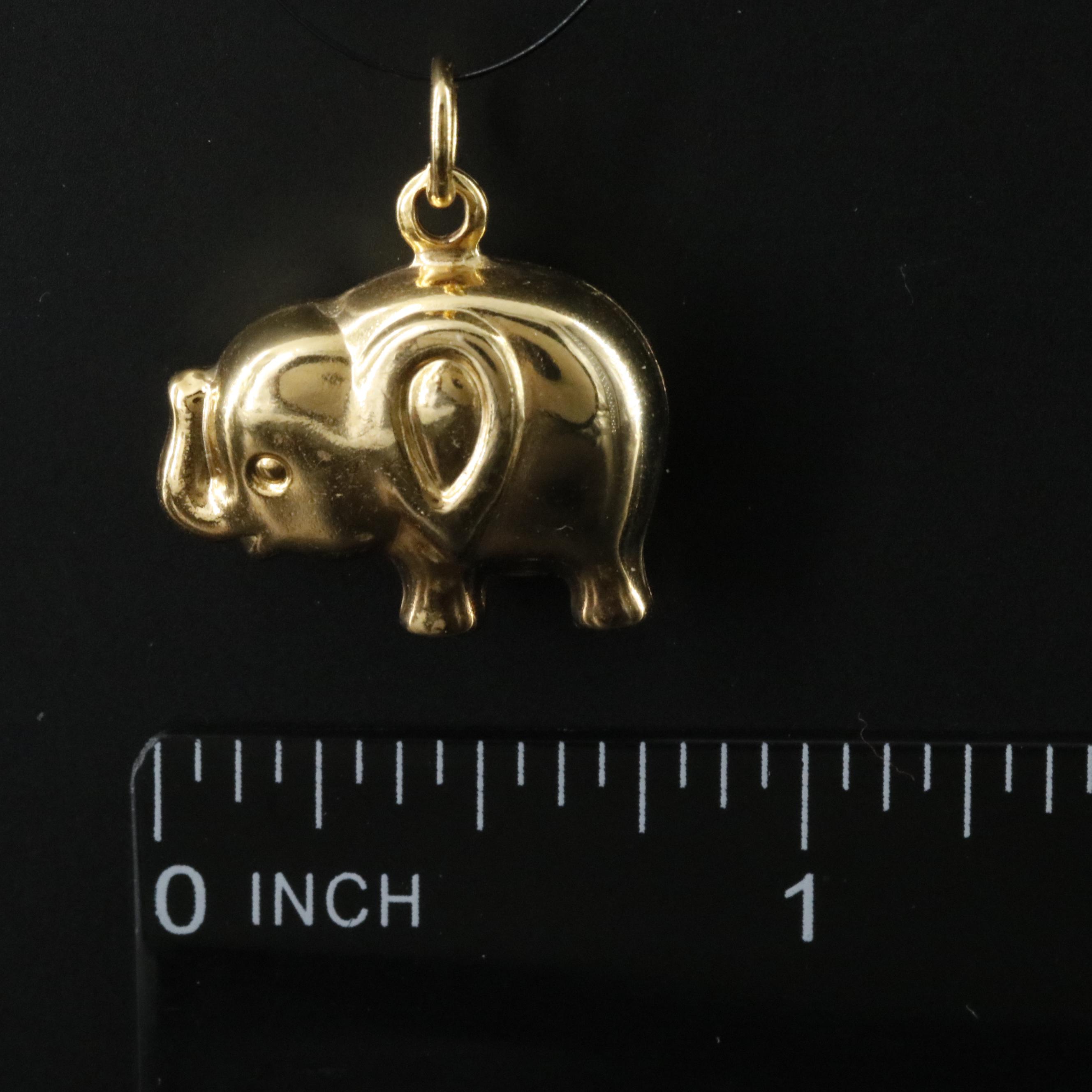 14K Puff Elephant Pendant