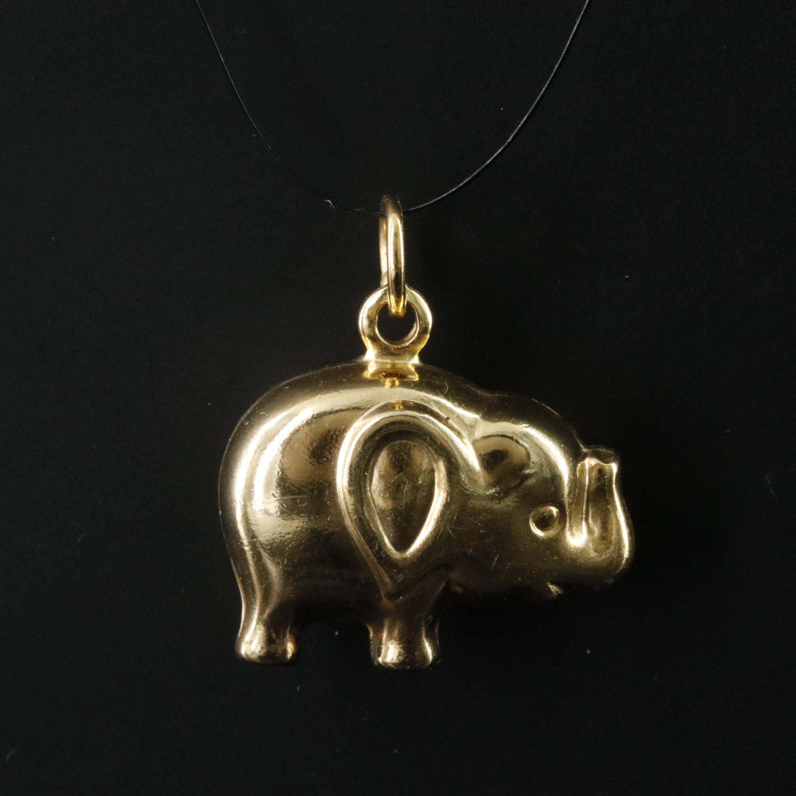 14K Puff Elephant Pendant