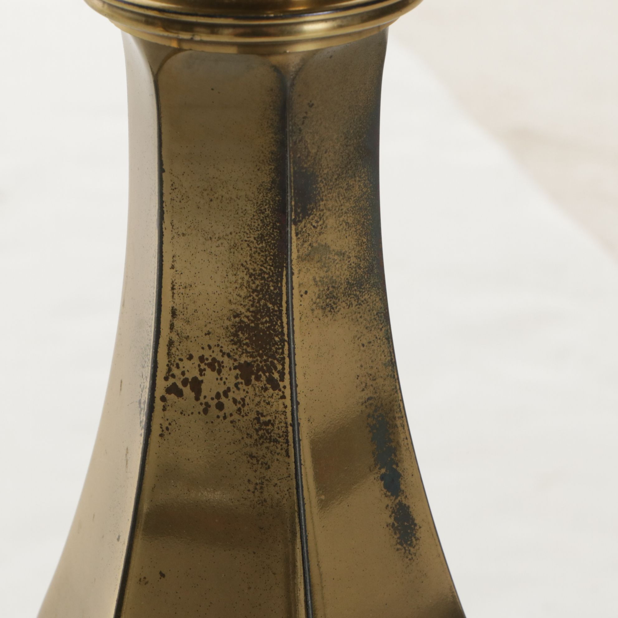 Stiffel Solid Brass Table Lamps with Woven Drum Shades by Grace Mitchell