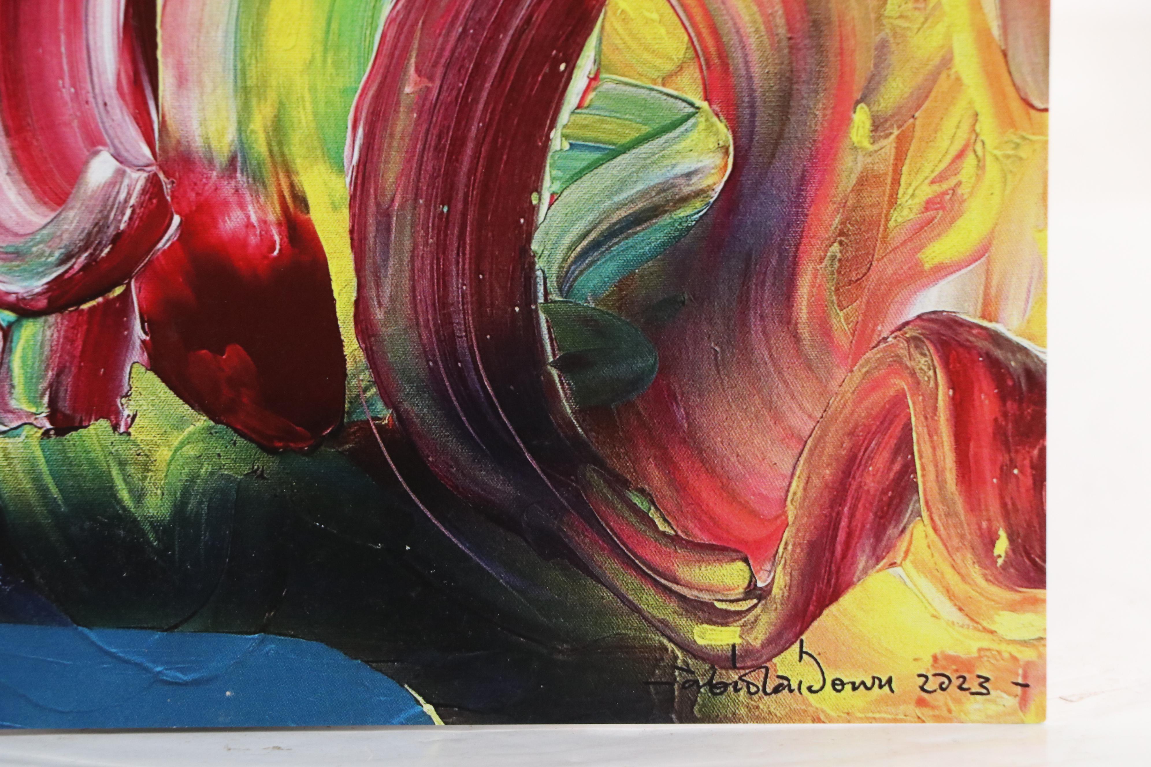 Abiola Idowu Stylized Offset Lithograph Portrait, 21st Century