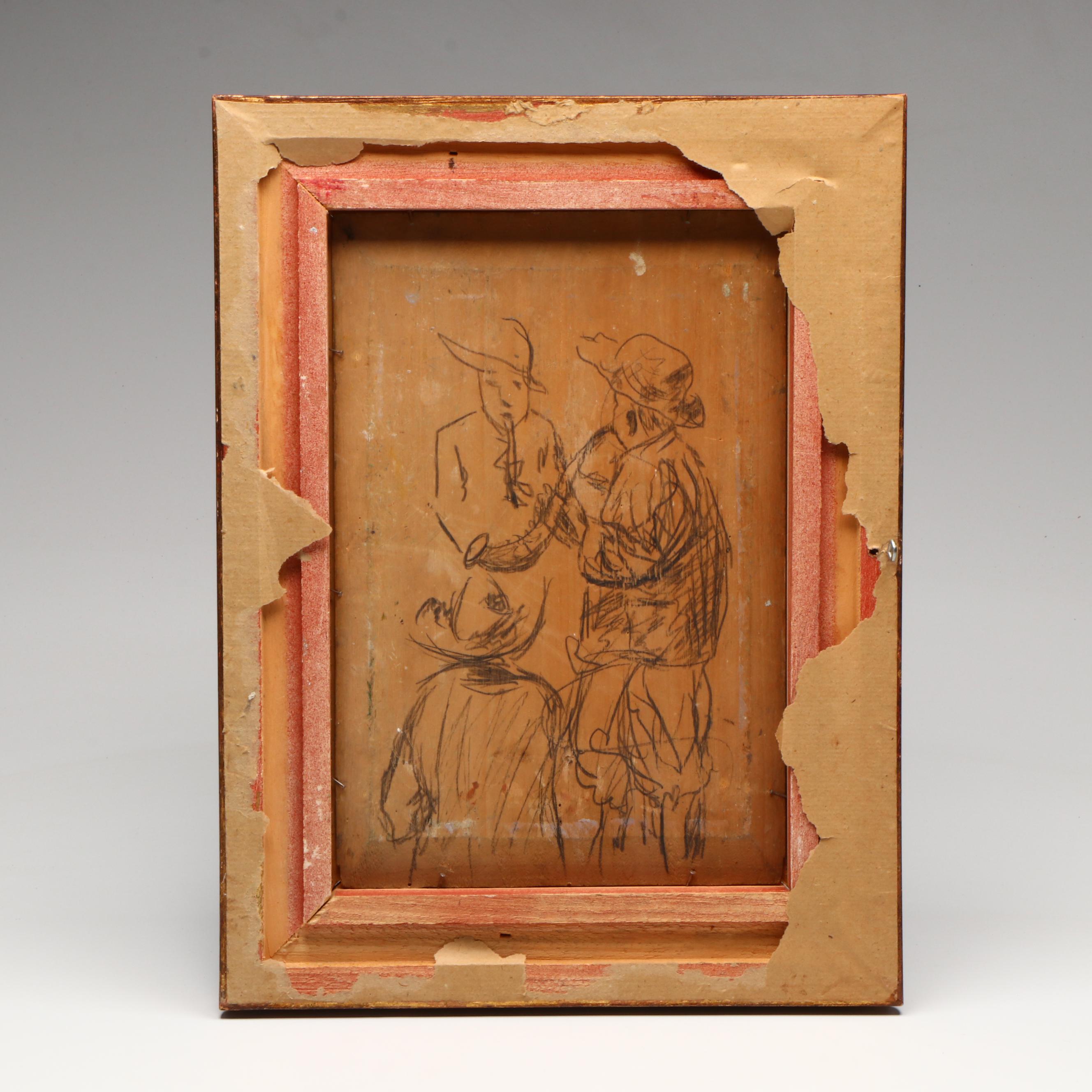 Antique Impressionistic Style Oil Painting of Coastal Landscape, Circa 1920