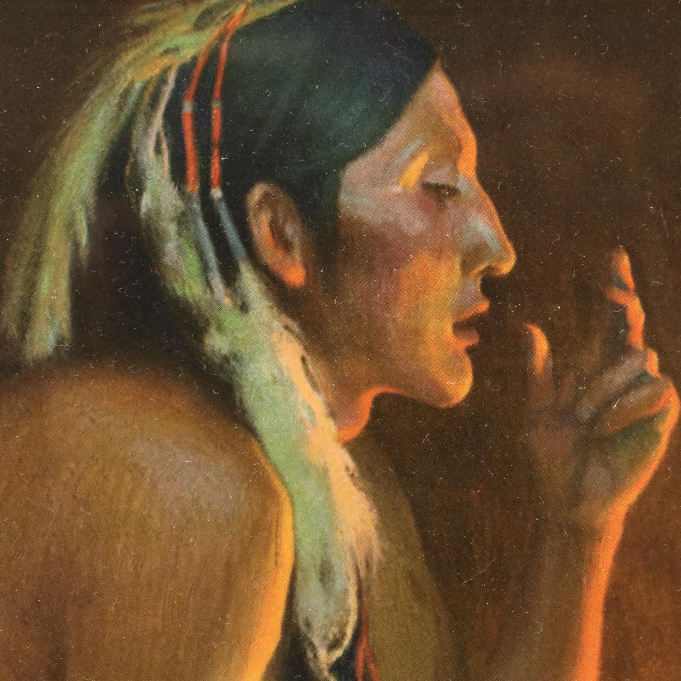 Robert Beaven Handmade Wooden Frame with Offset Lithograph, Late 20th Century