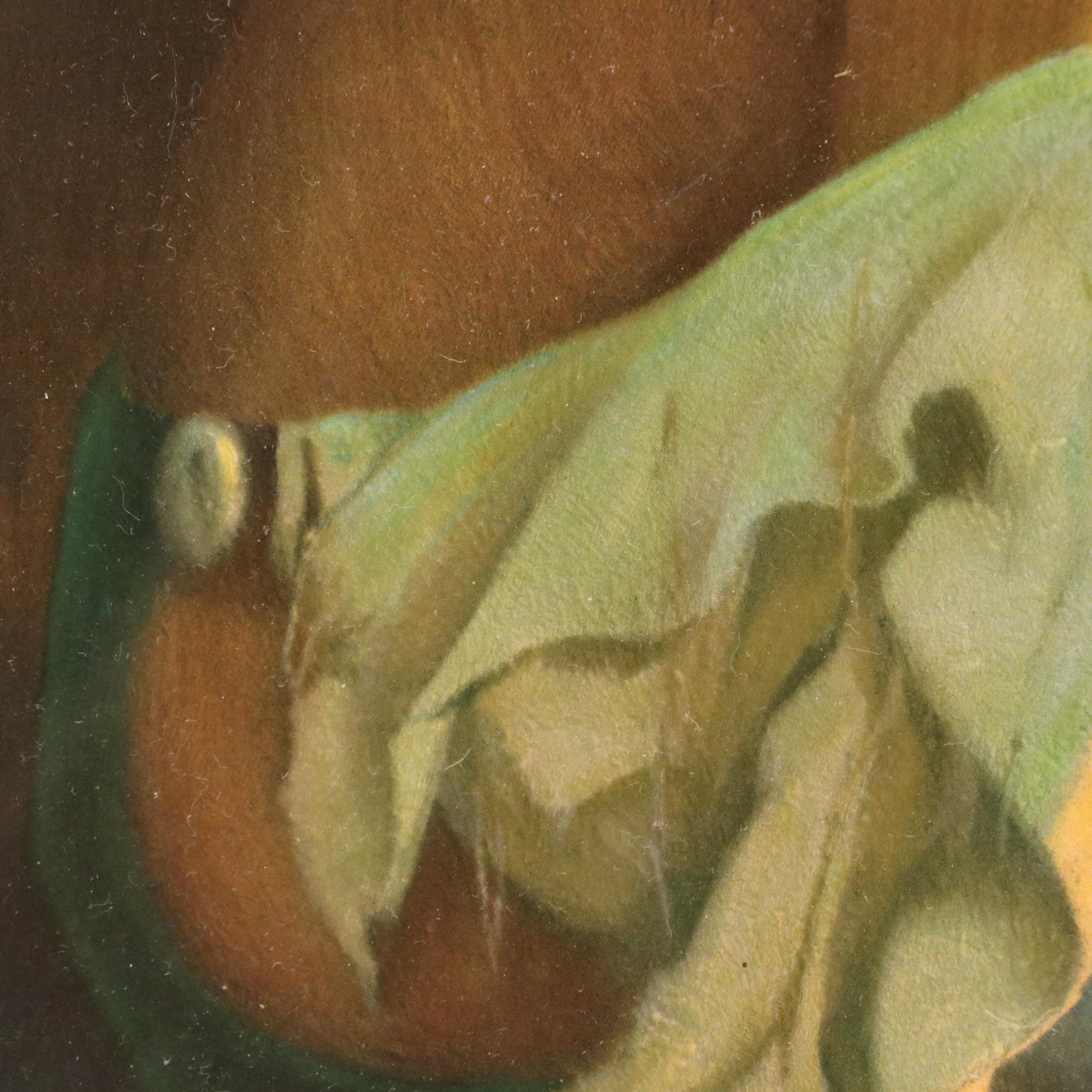 Robert Beaven Handmade Wooden Frame with Offset Lithograph, Late 20th Century