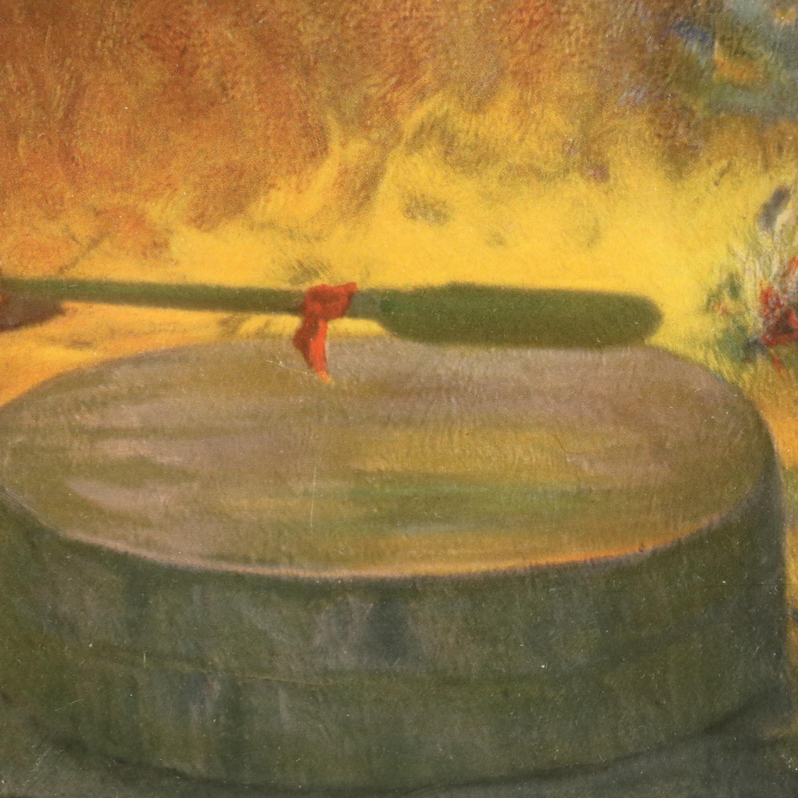 Robert Beaven Handmade Wooden Frame with Offset Lithograph, Late 20th Century