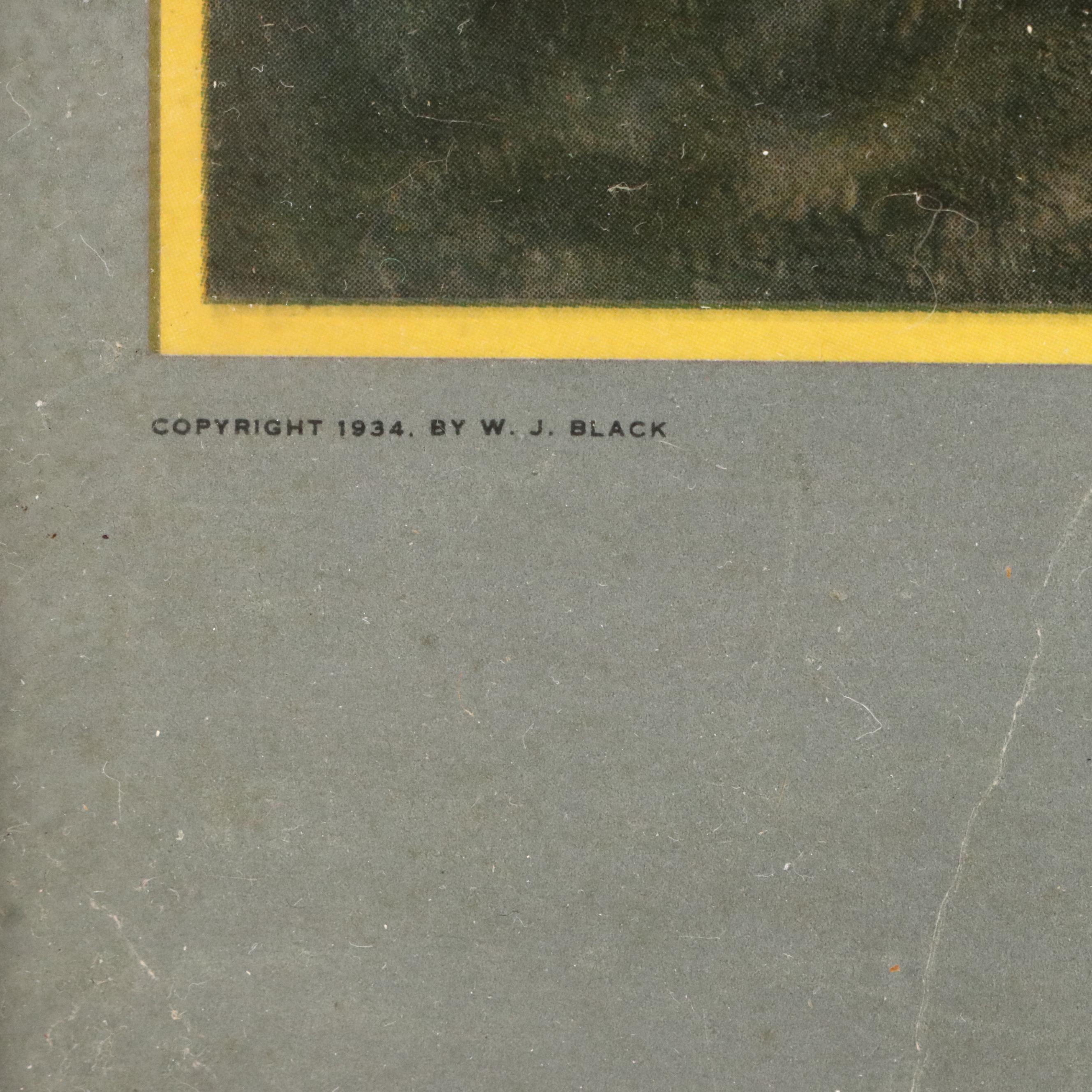 Robert Beaven Handmade Wooden Frame with Offset Lithograph, Late 20th Century