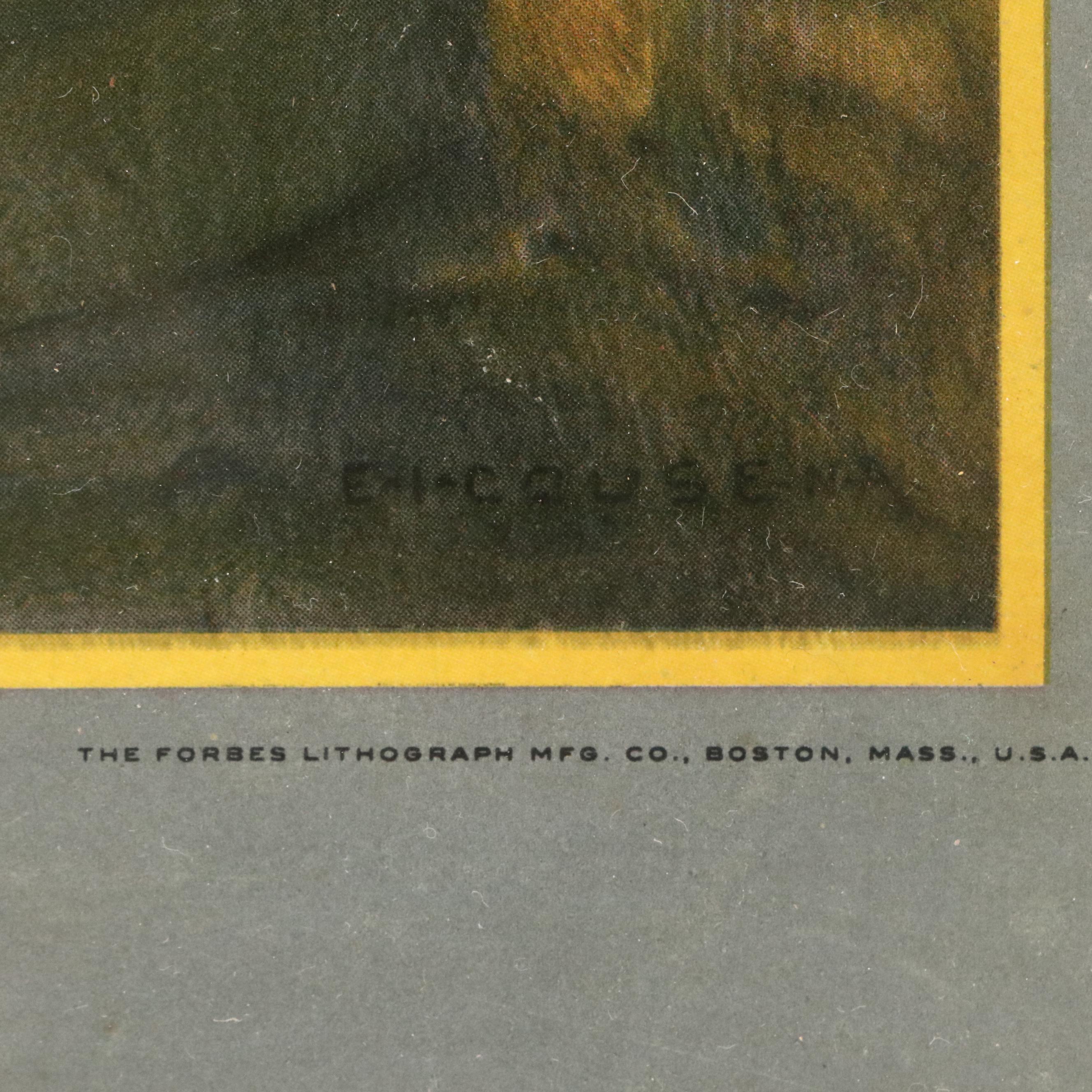 Robert Beaven Handmade Wooden Frame with Offset Lithograph, Late 20th Century