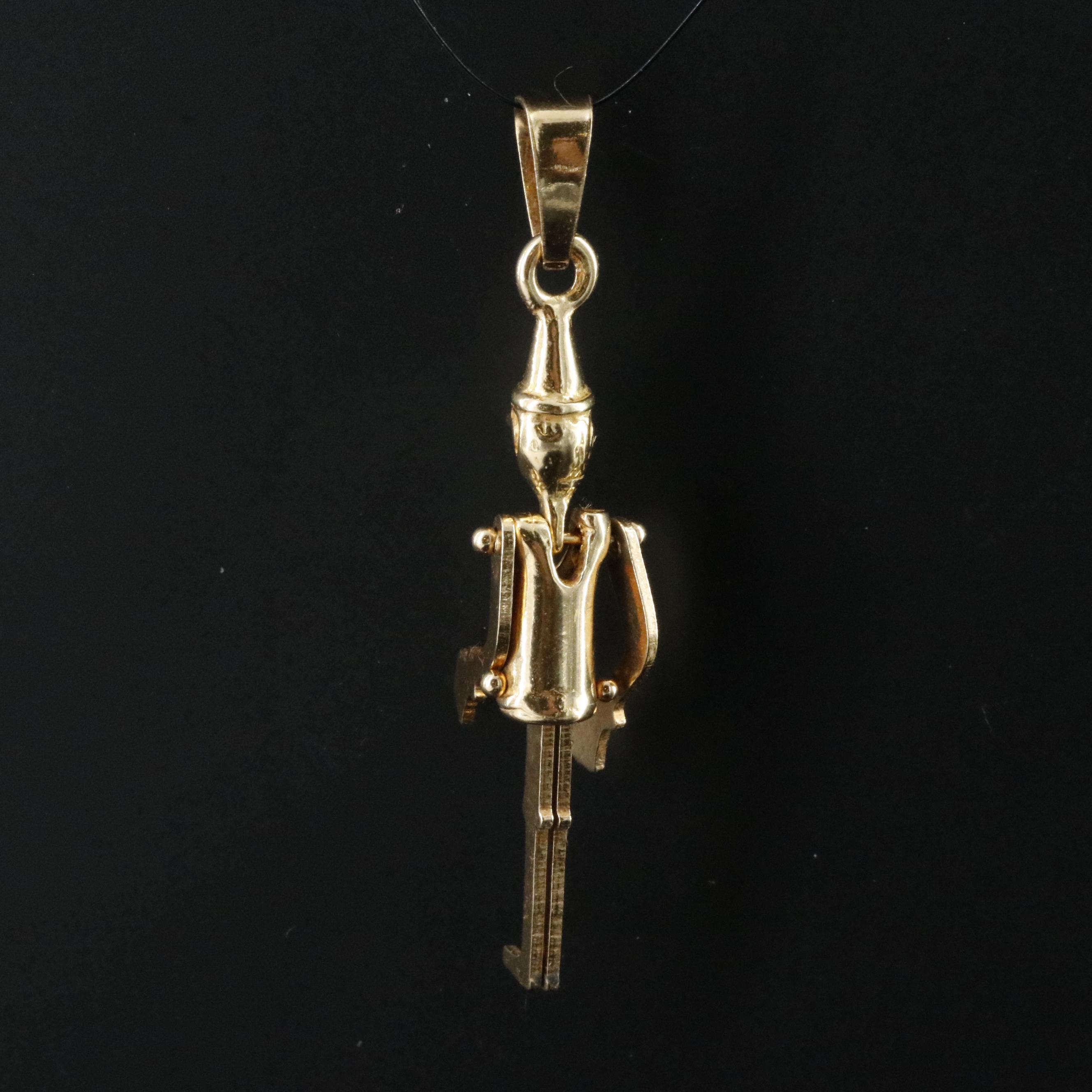 Italian 18K Articulated Pinocchio Charm Pendant