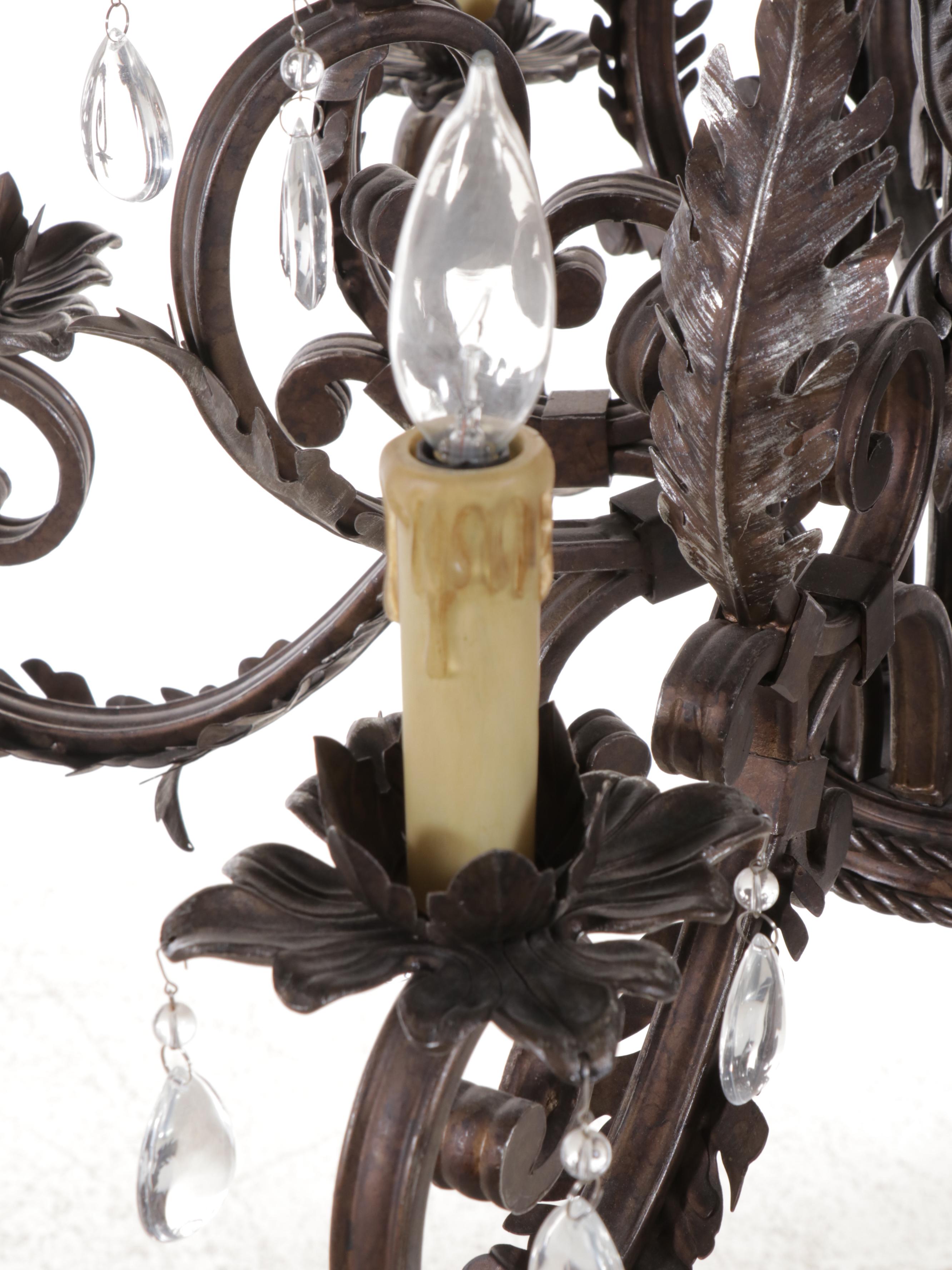 Rococo Revival Bronzed Metal 11-Arm Chandelier with Crystals