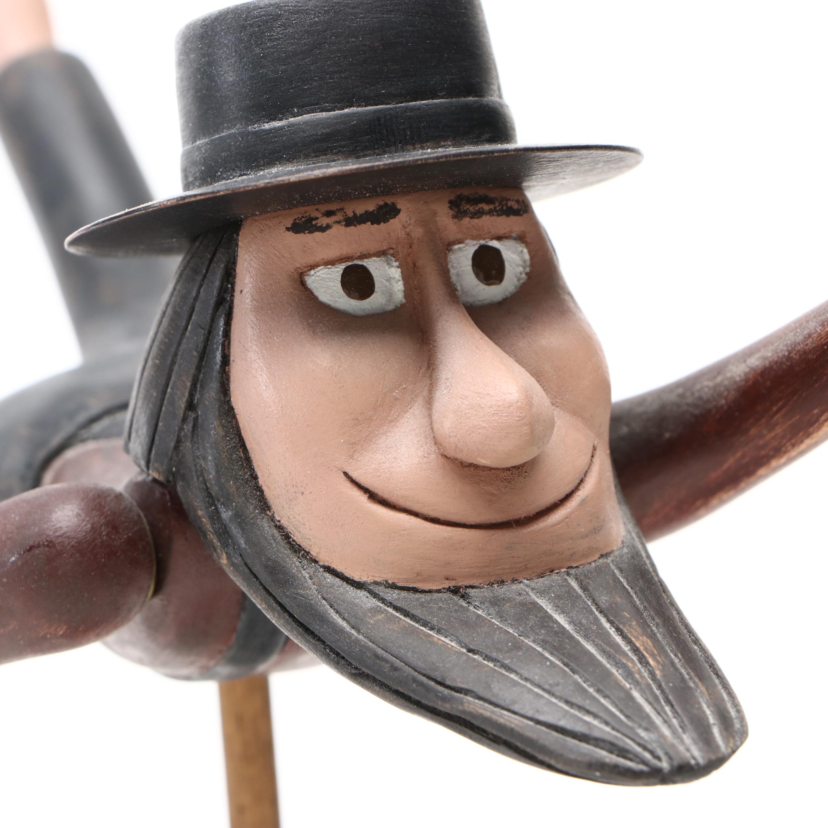 William Muehling Folk Art Carved Wood Sculpture "Eli," 1992