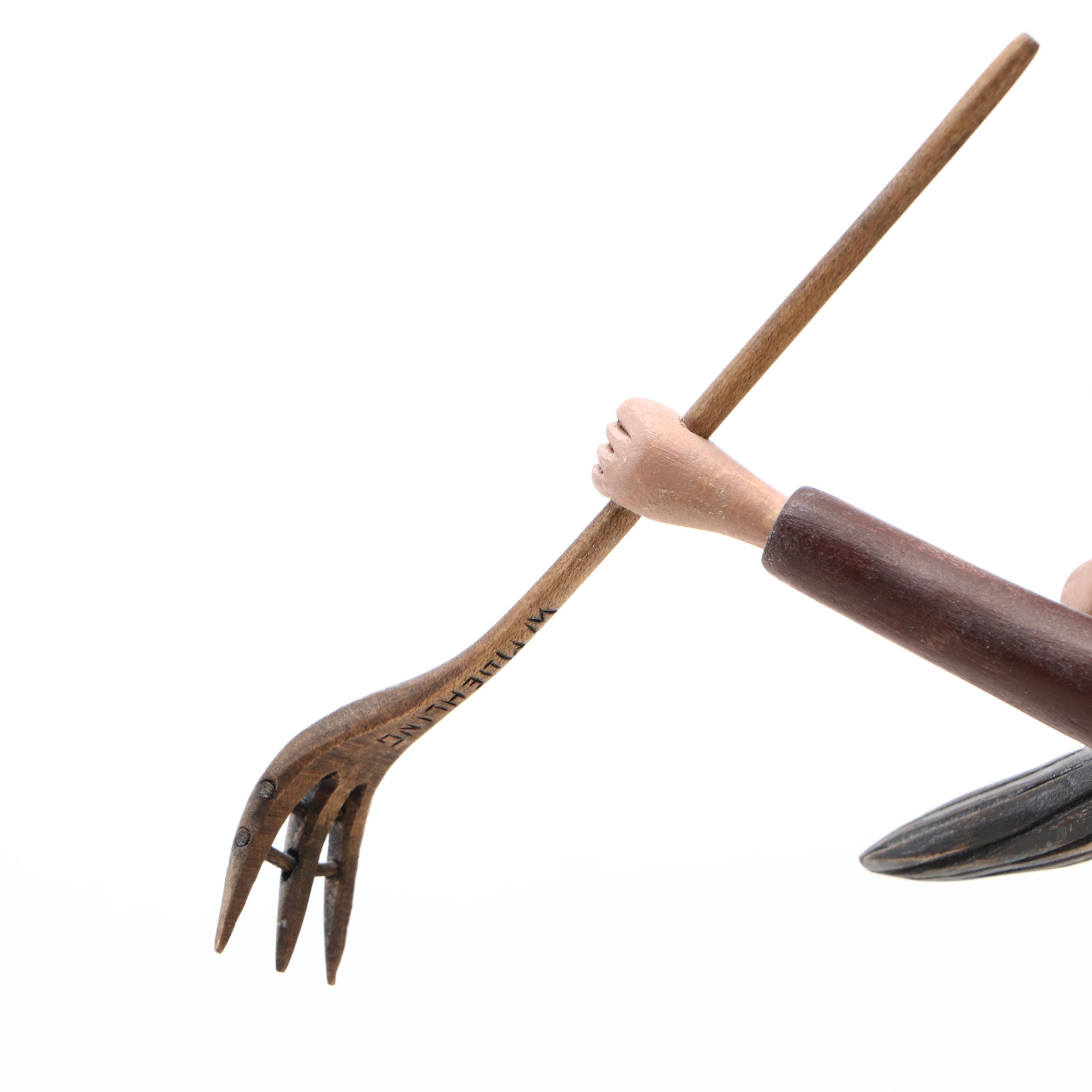 William Muehling Folk Art Carved Wood Sculpture "Eli," 1992