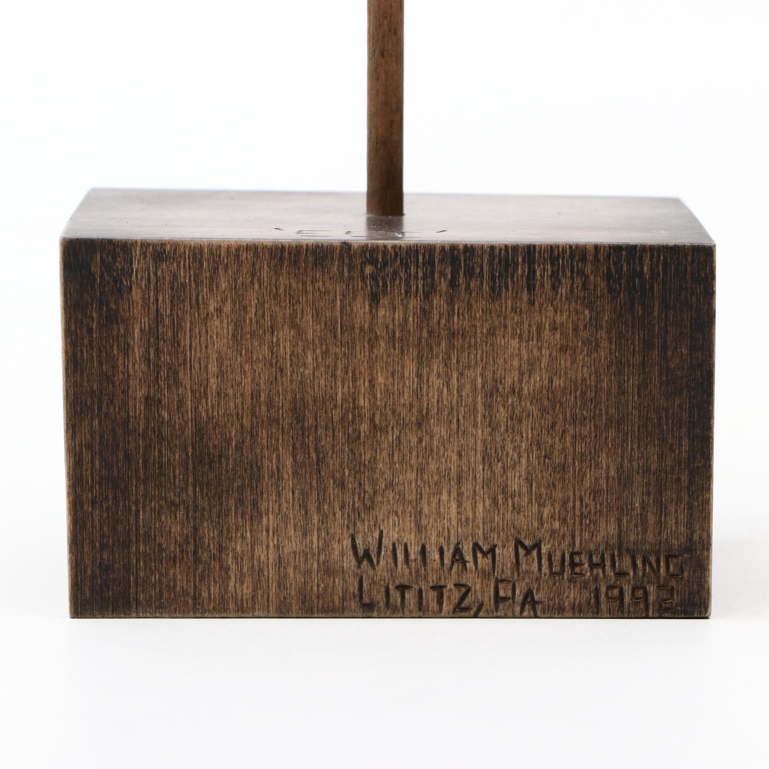 William Muehling Folk Art Carved Wood Sculpture "Eli," 1992