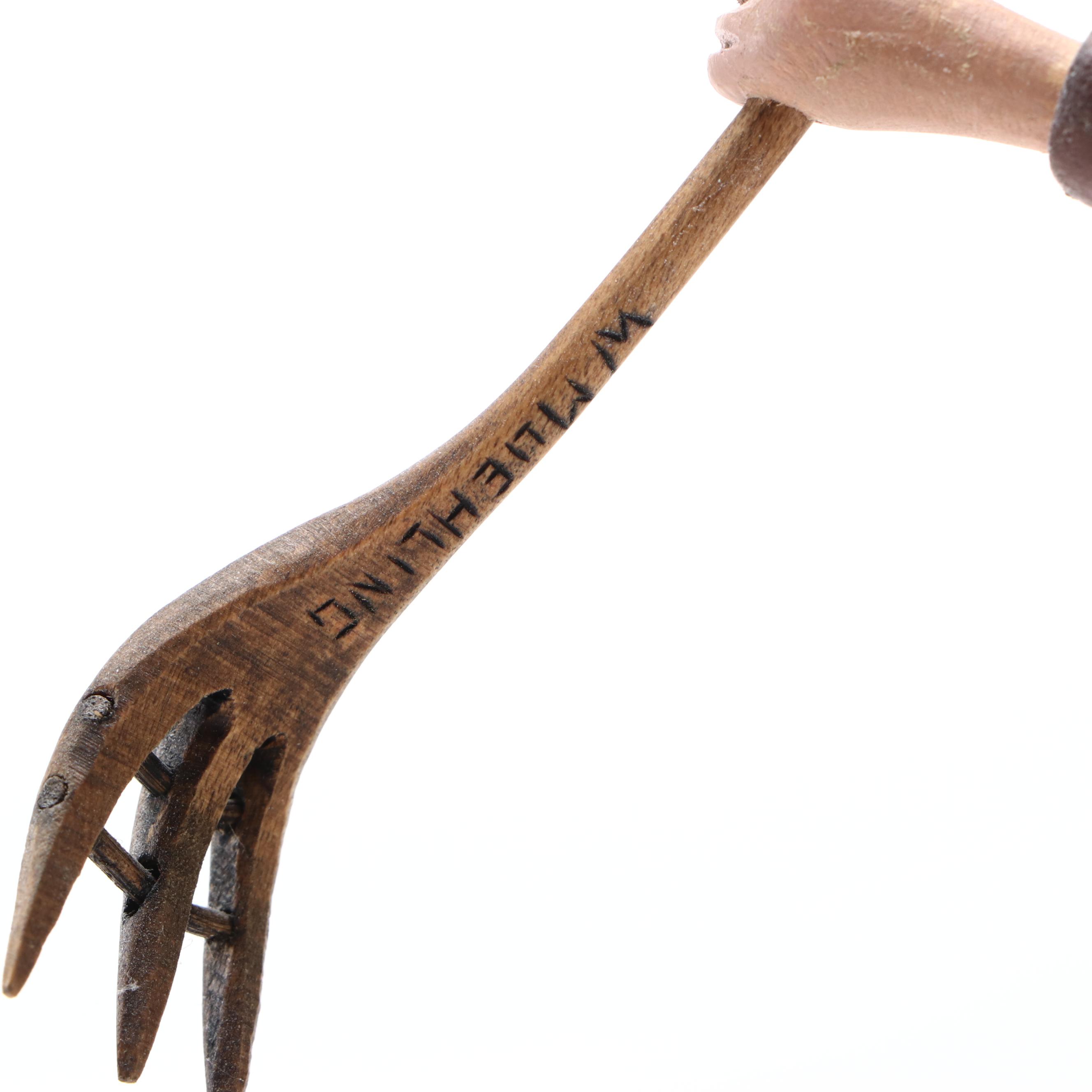 William Muehling Folk Art Carved Wood Sculpture "Eli," 1992