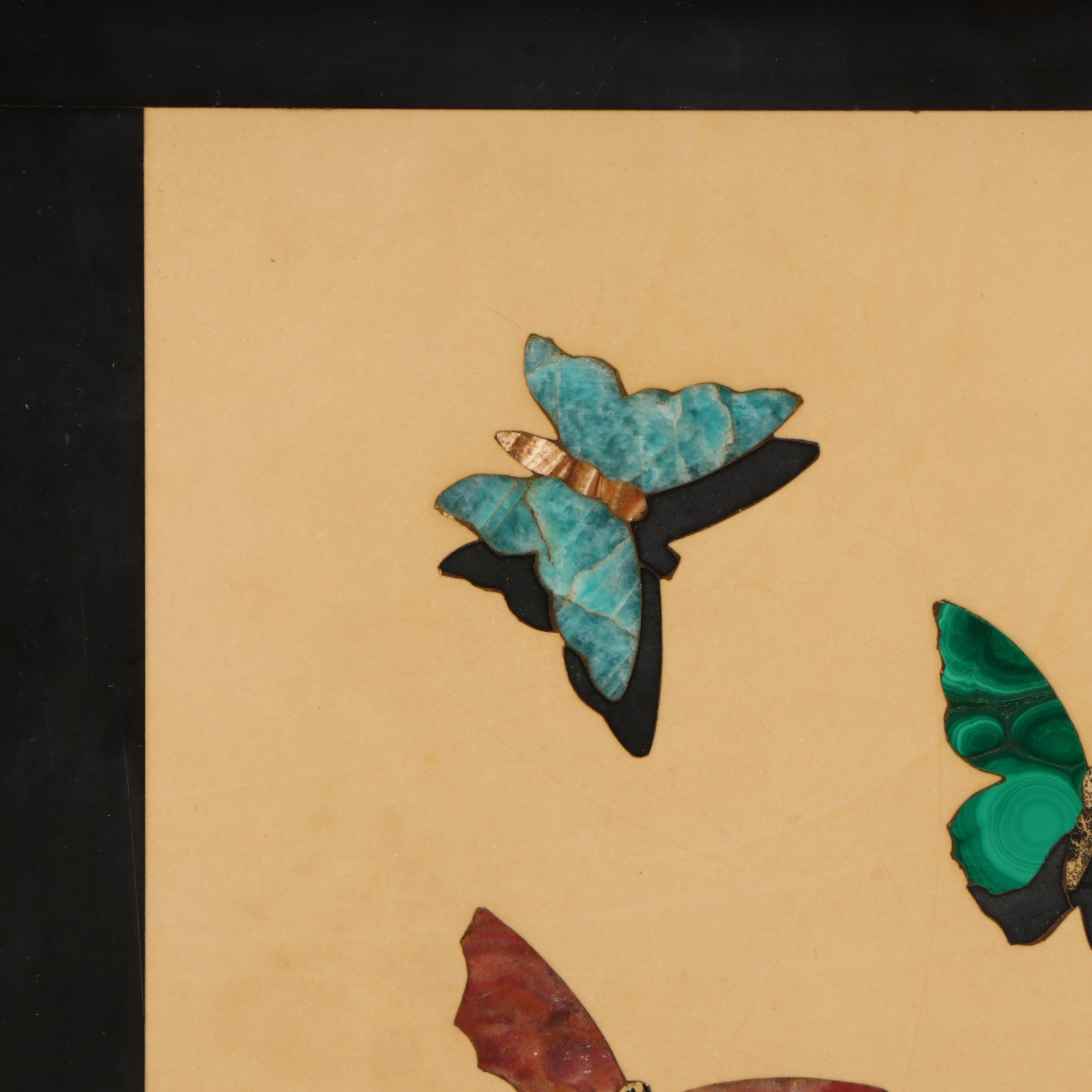 Antique Italian Pietra Dura Butterfly Panel