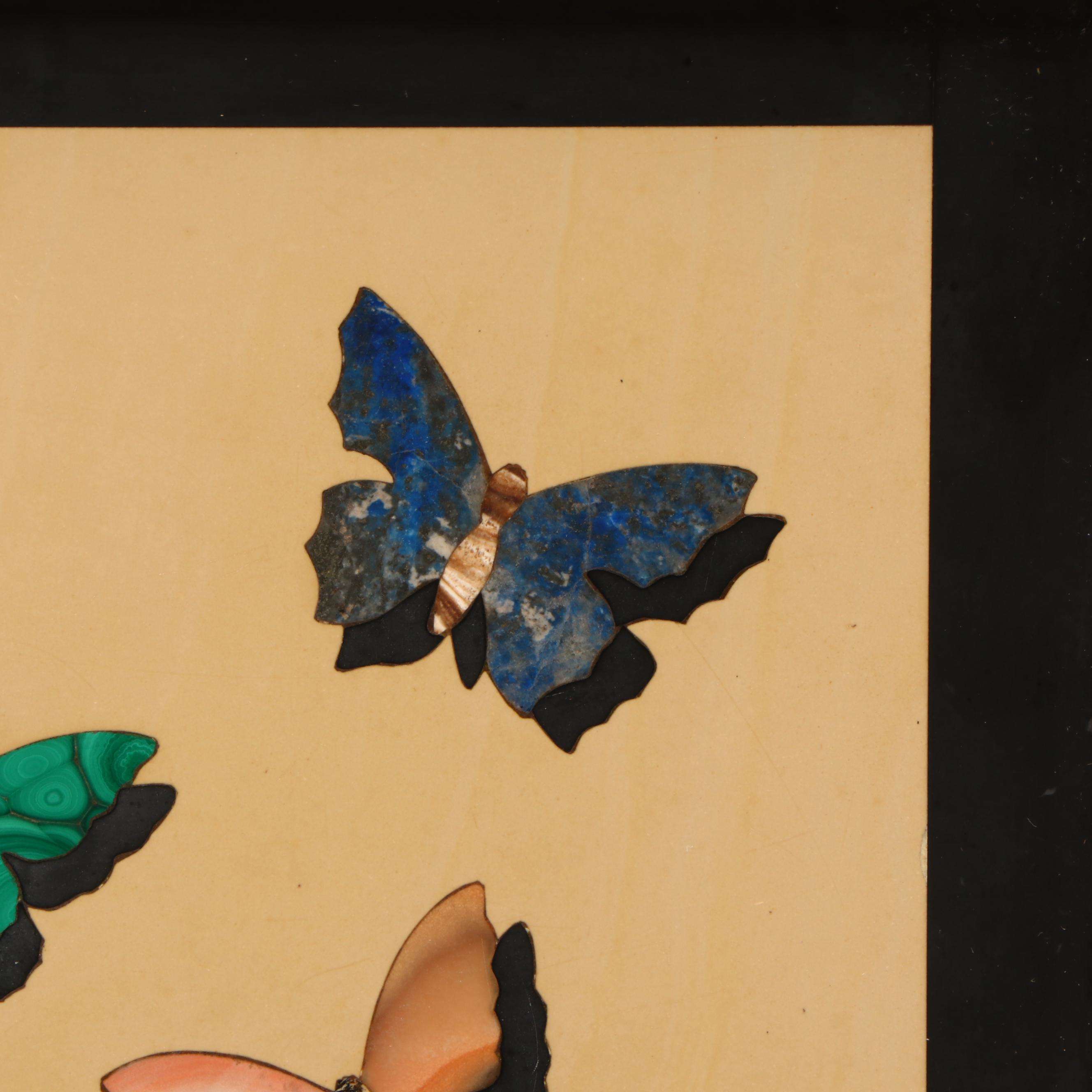 Antique Italian Pietra Dura Butterfly Panel