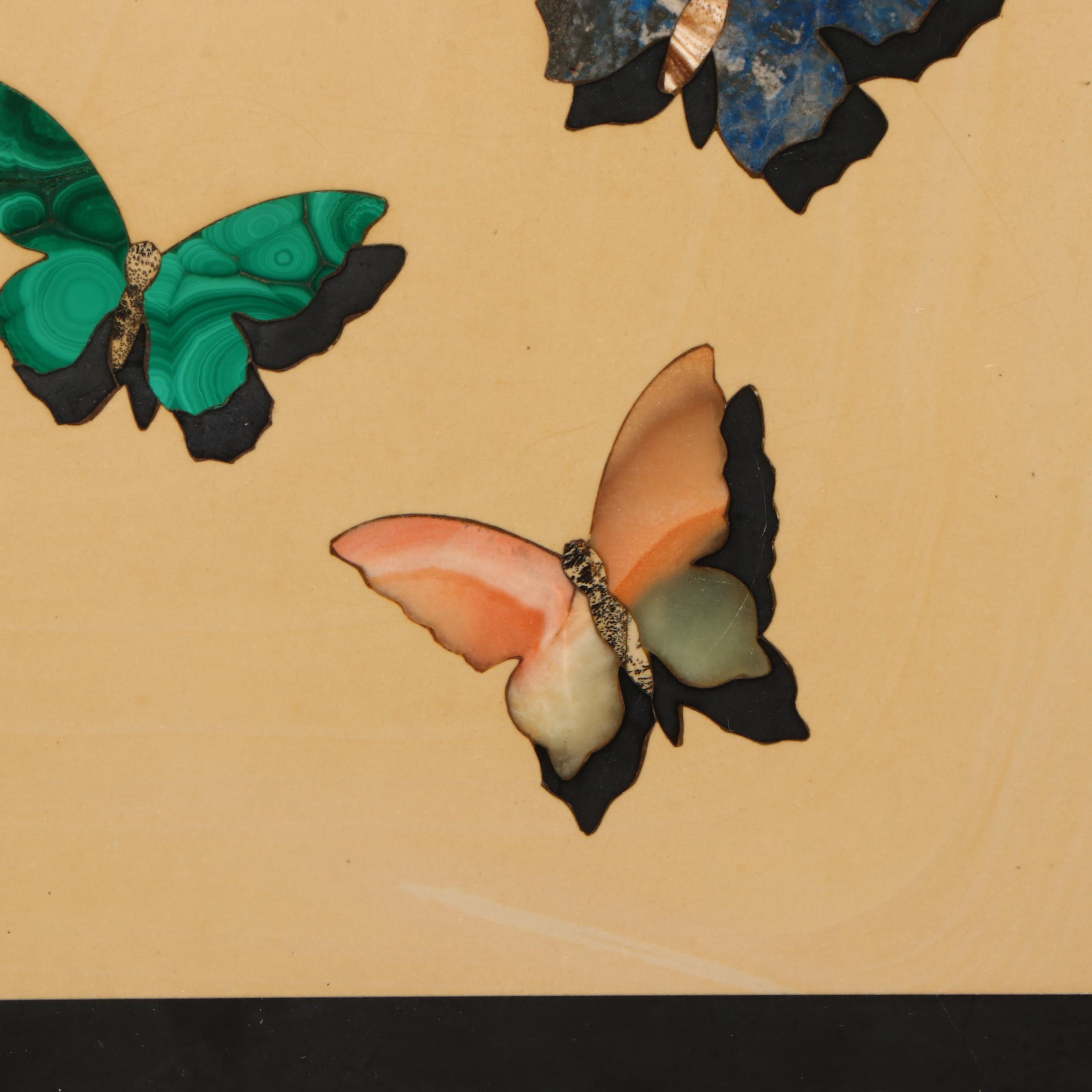 Antique Italian Pietra Dura Butterfly Panel