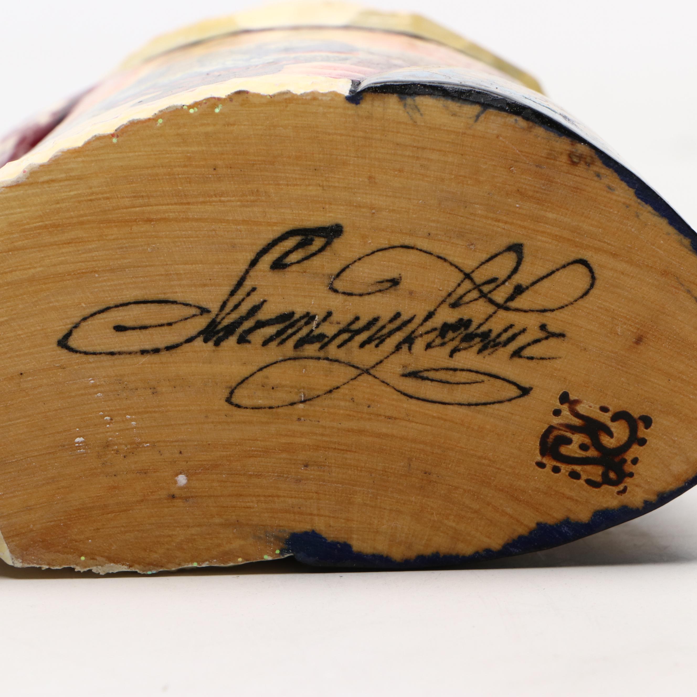 Russian Folk Art Hand-Carved and Painted Wood Santas