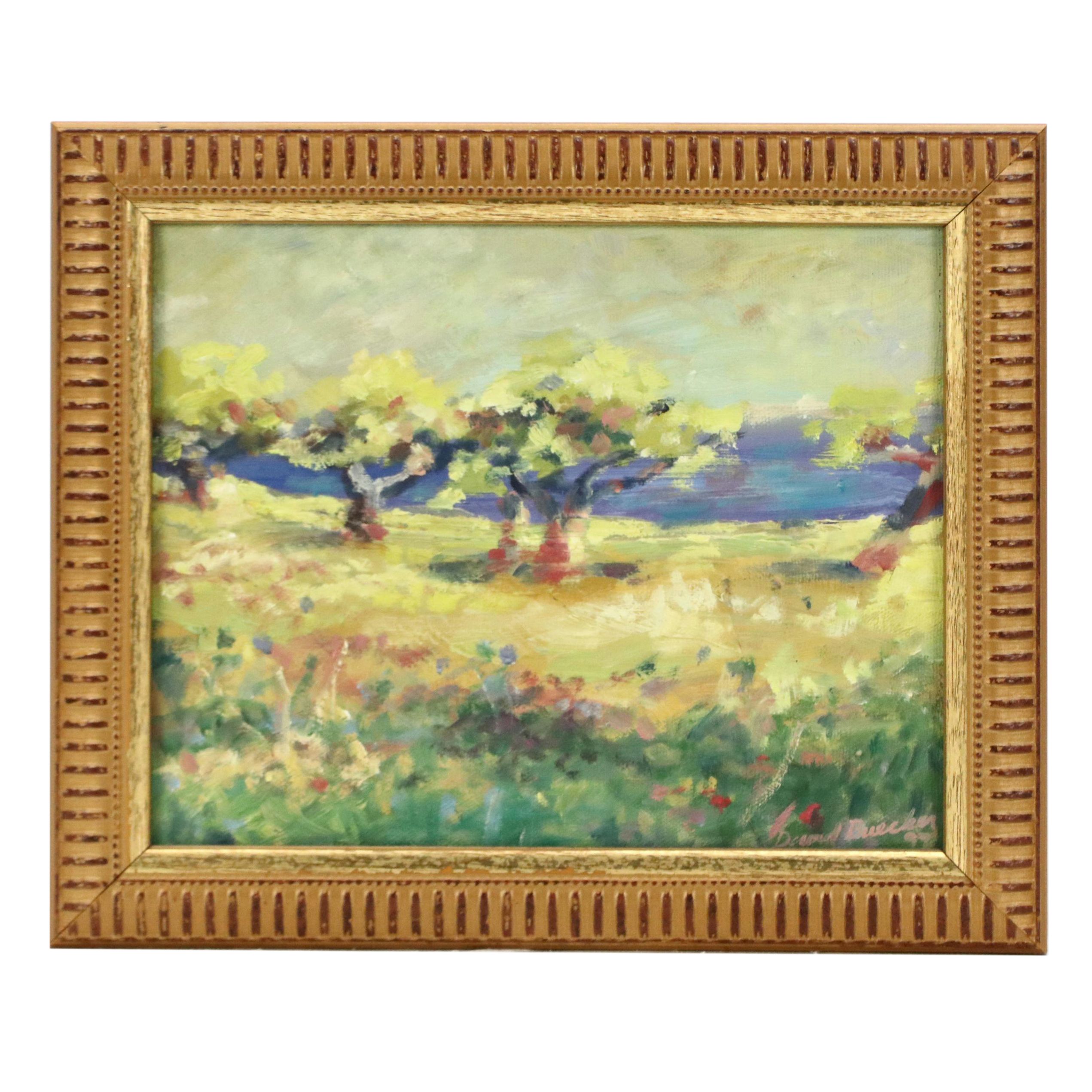 David Buecker Impressionistic Style Landscape Oil Painting, 1997
