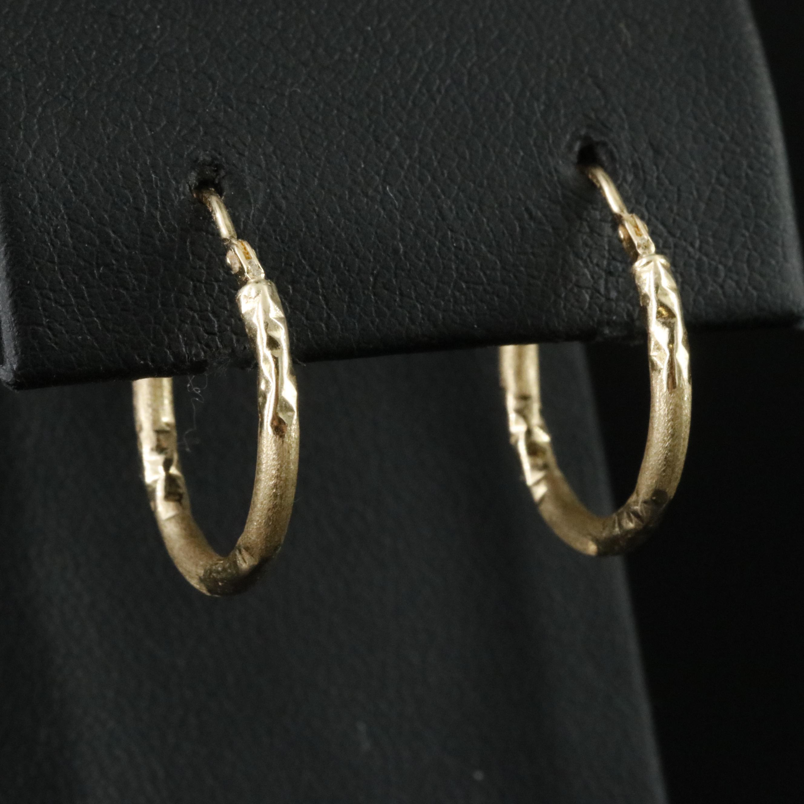 Italian 18K Diamond-Cut Style and Matte Finish Hoops