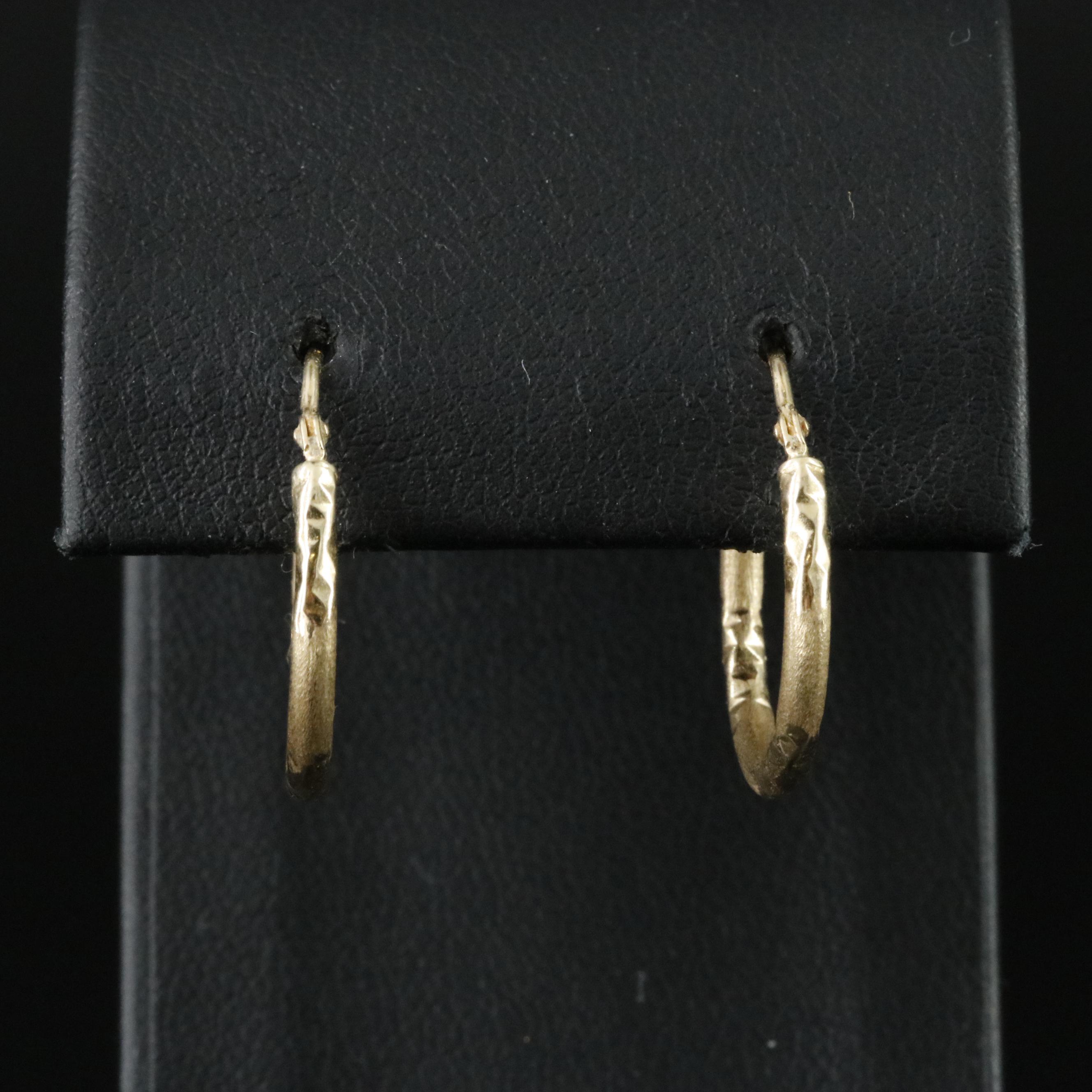 Italian 18K Diamond-Cut Style and Matte Finish Hoops