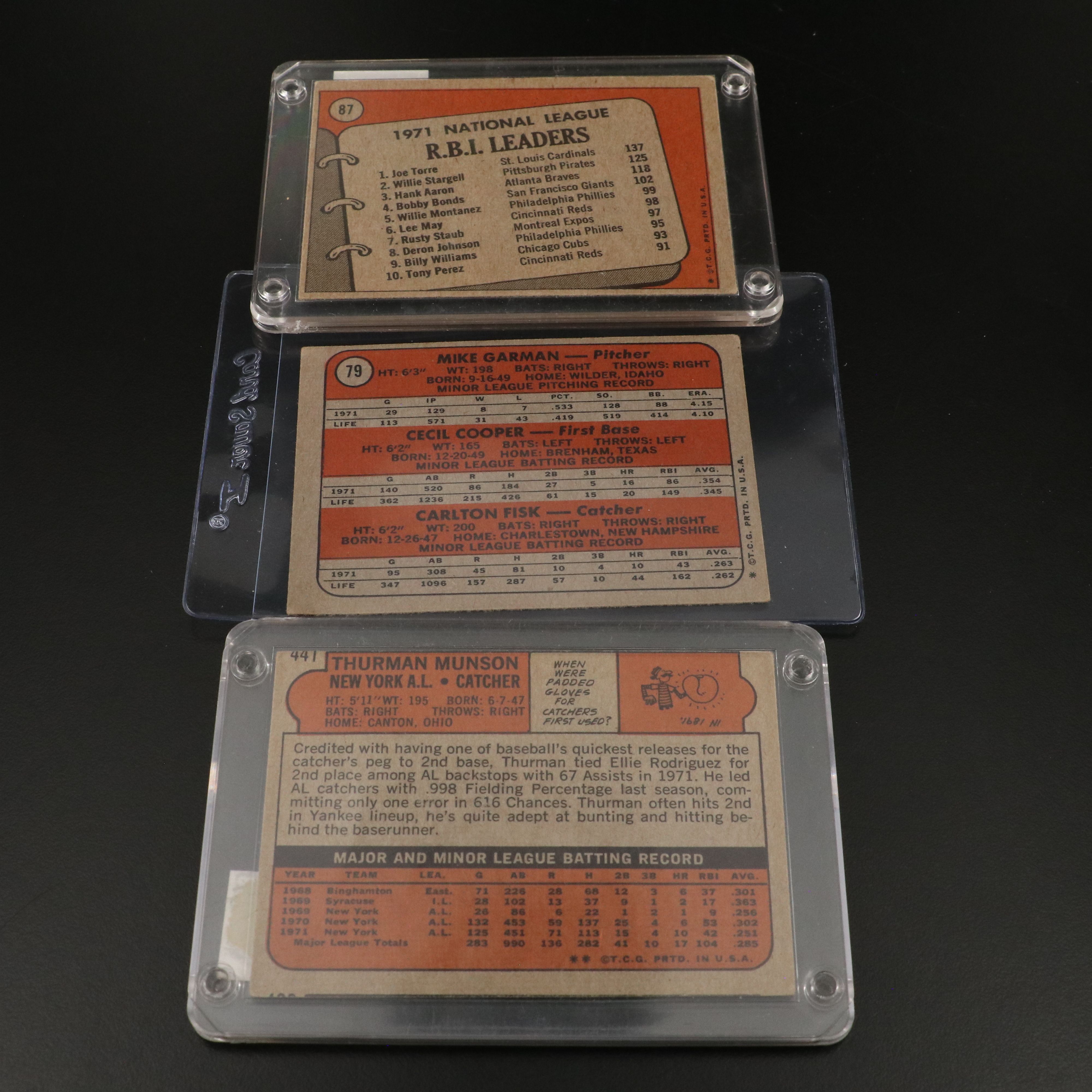 1972 Topps Baseball Cards Featuring Carlton Fisk Rookie and More