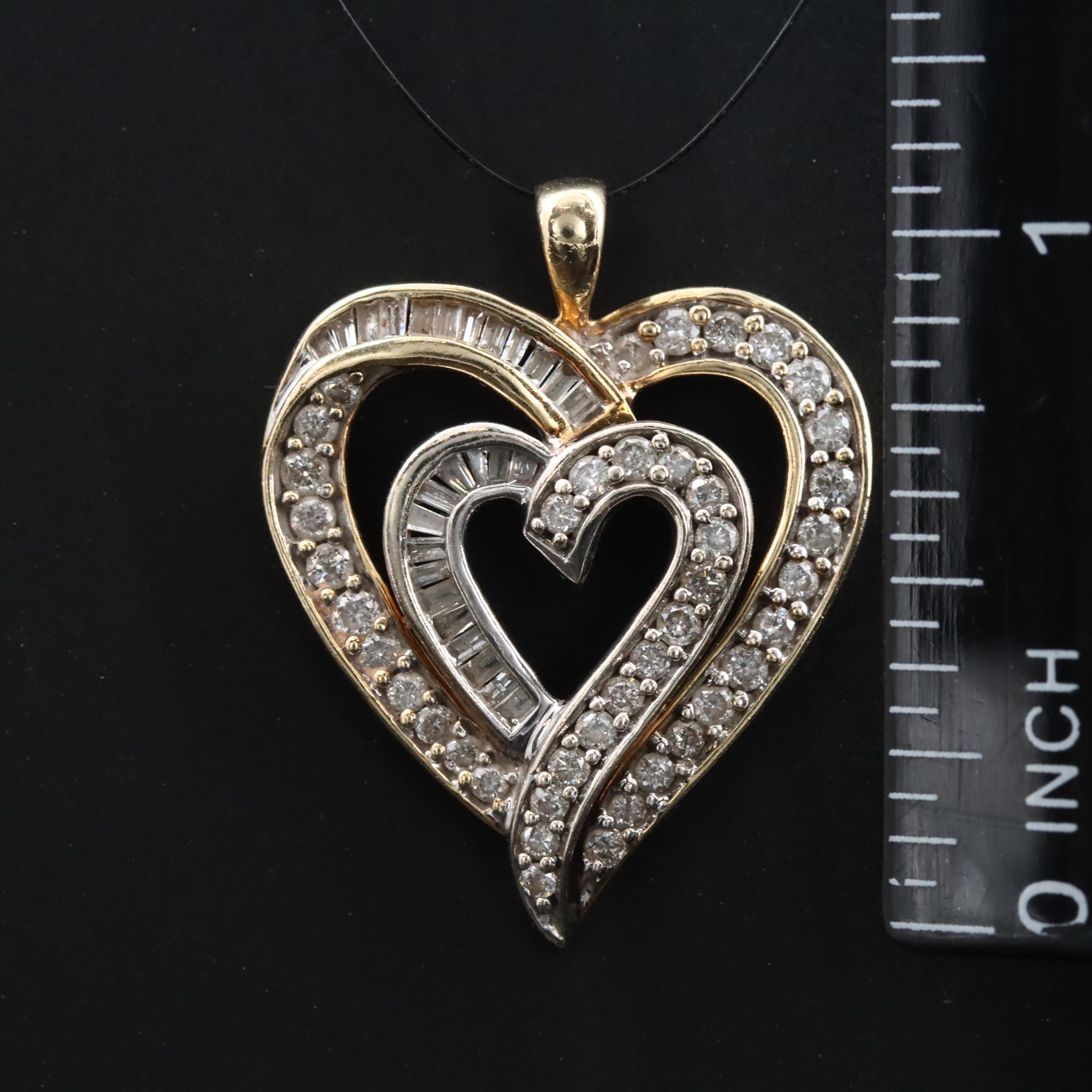 10K 0.95 CTW Diamond Heart Pendant