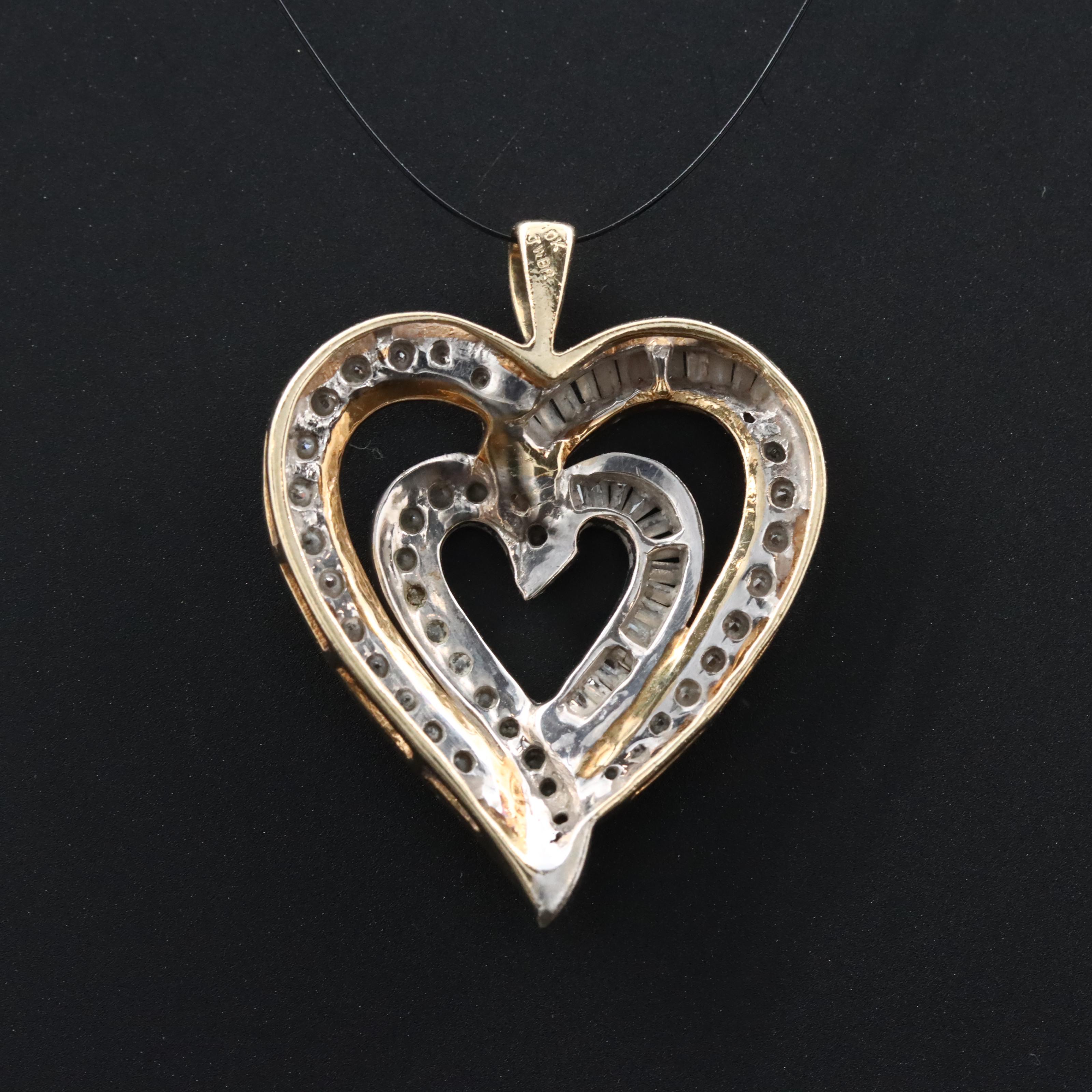 10K 0.95 CTW Diamond Heart Pendant