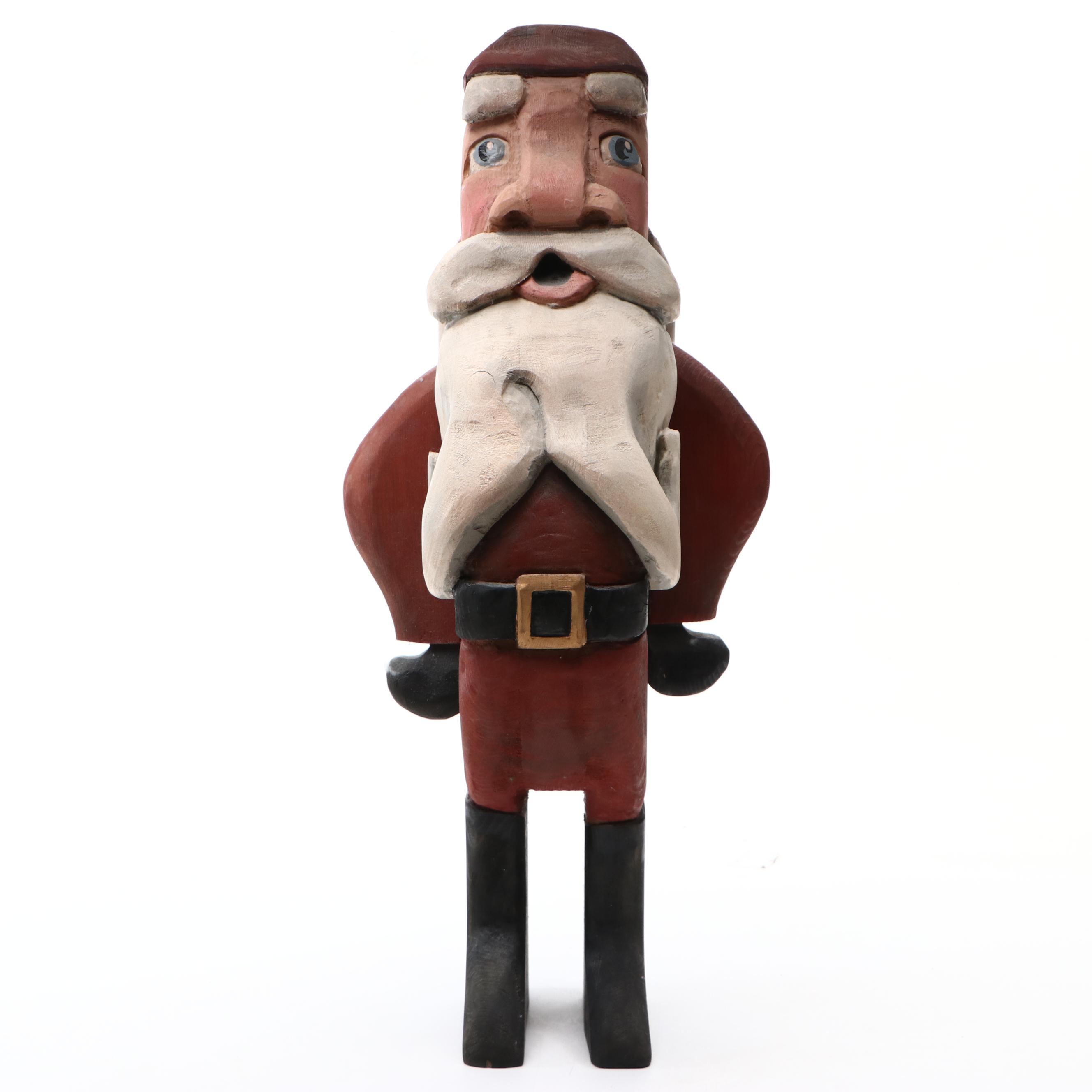 Scandinavian Folk Art Carved Wood Santa Claus