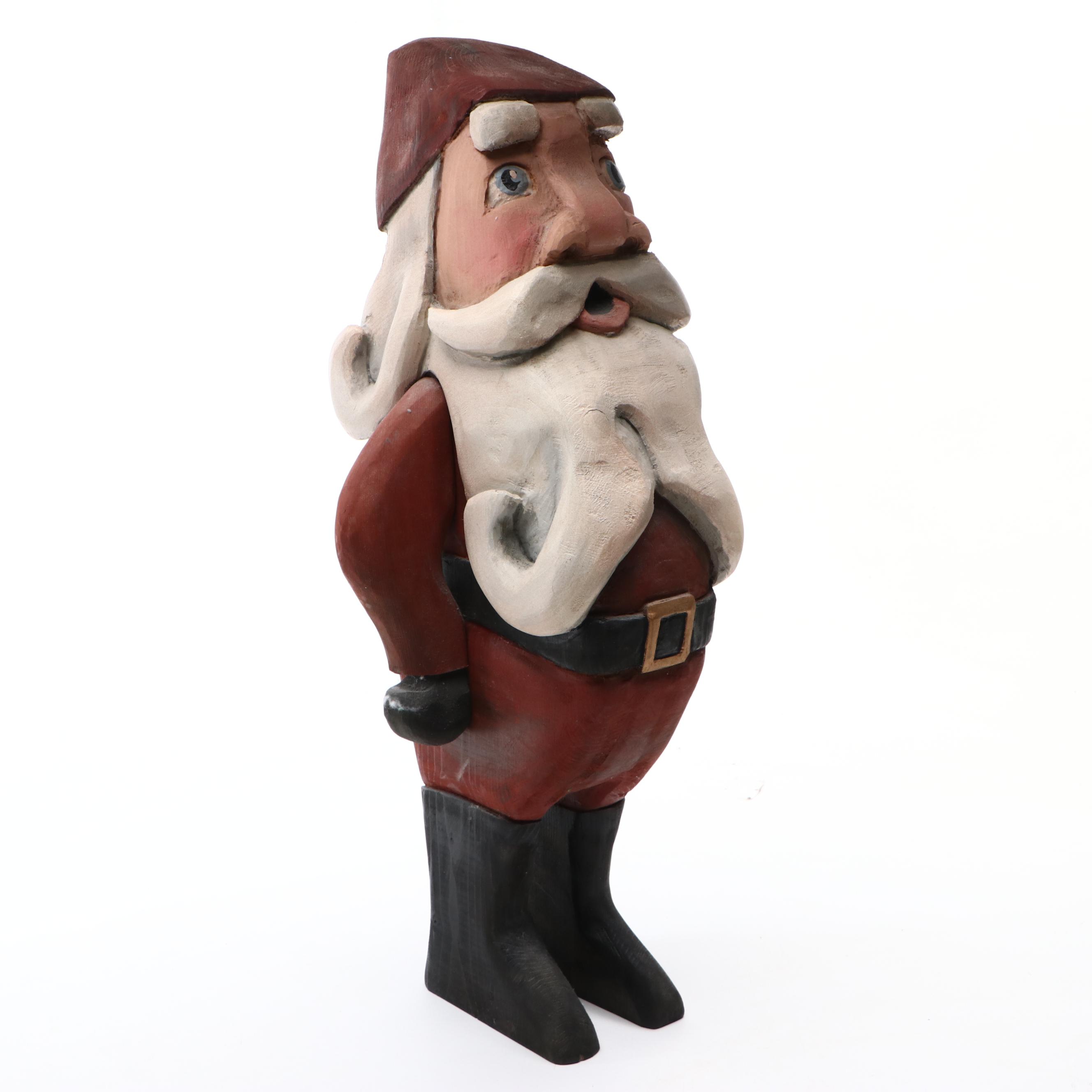 Scandinavian Folk Art Carved Wood Santa Claus