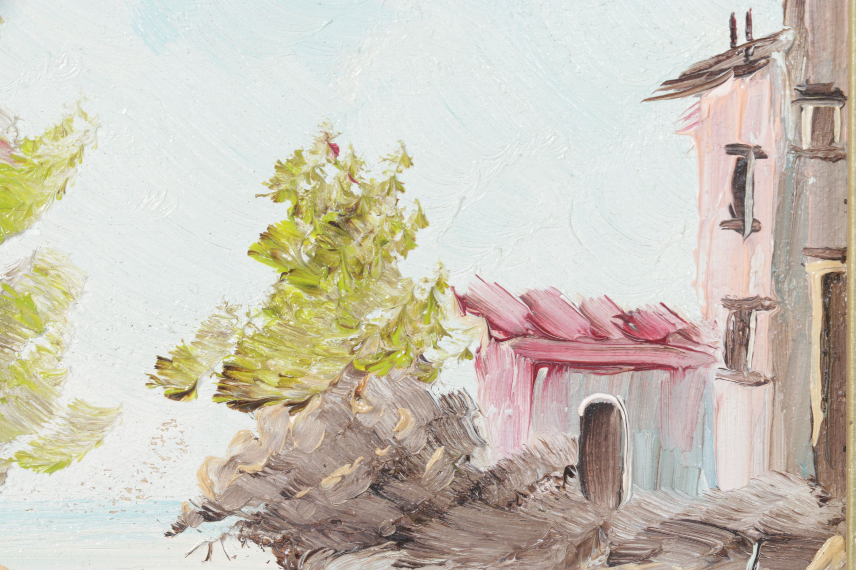 Giuseppe Salvati Impressionist Landscape Oil Painting of Secluded Cove