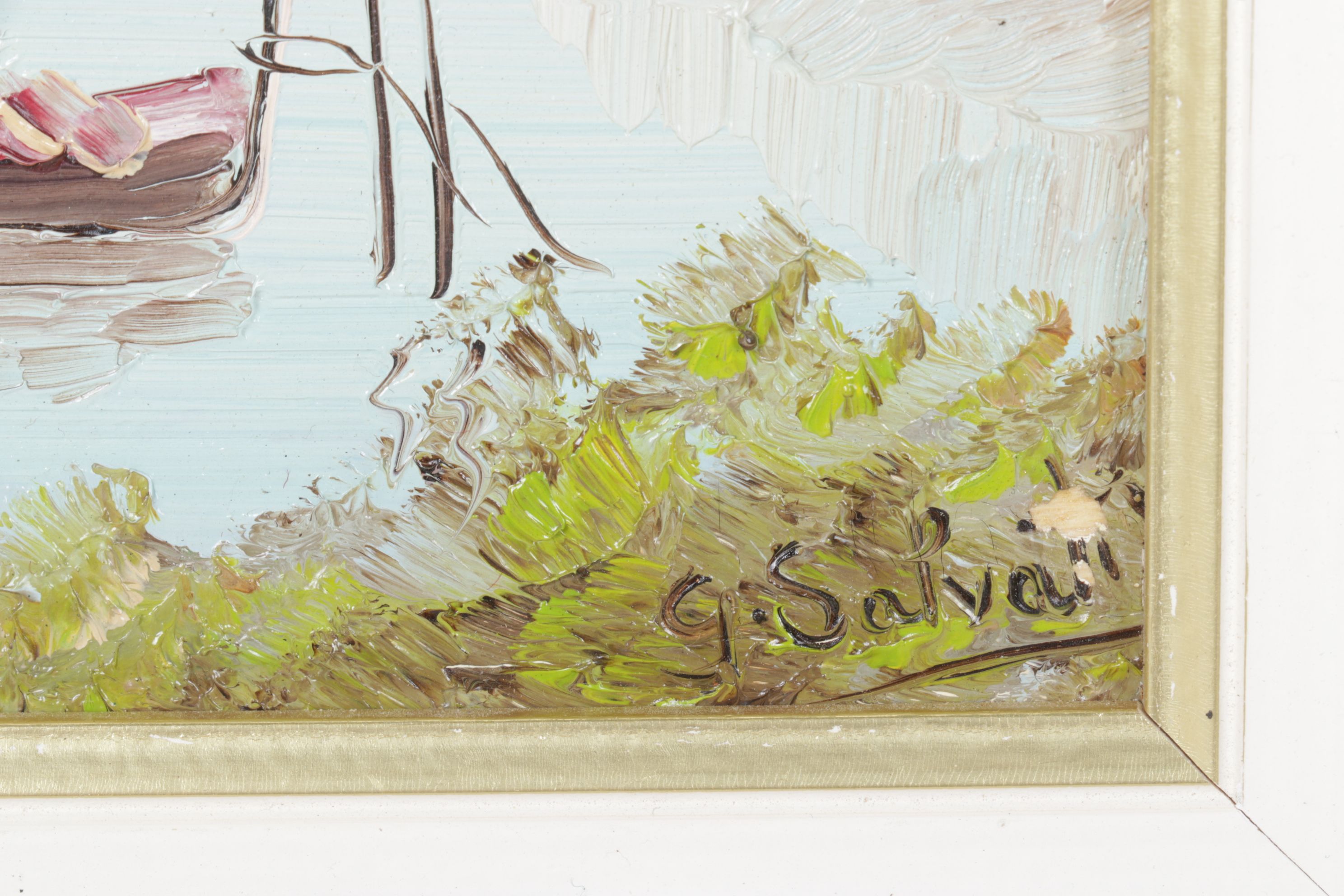 Giuseppe Salvati Impressionist Landscape Oil Painting of Secluded Cove