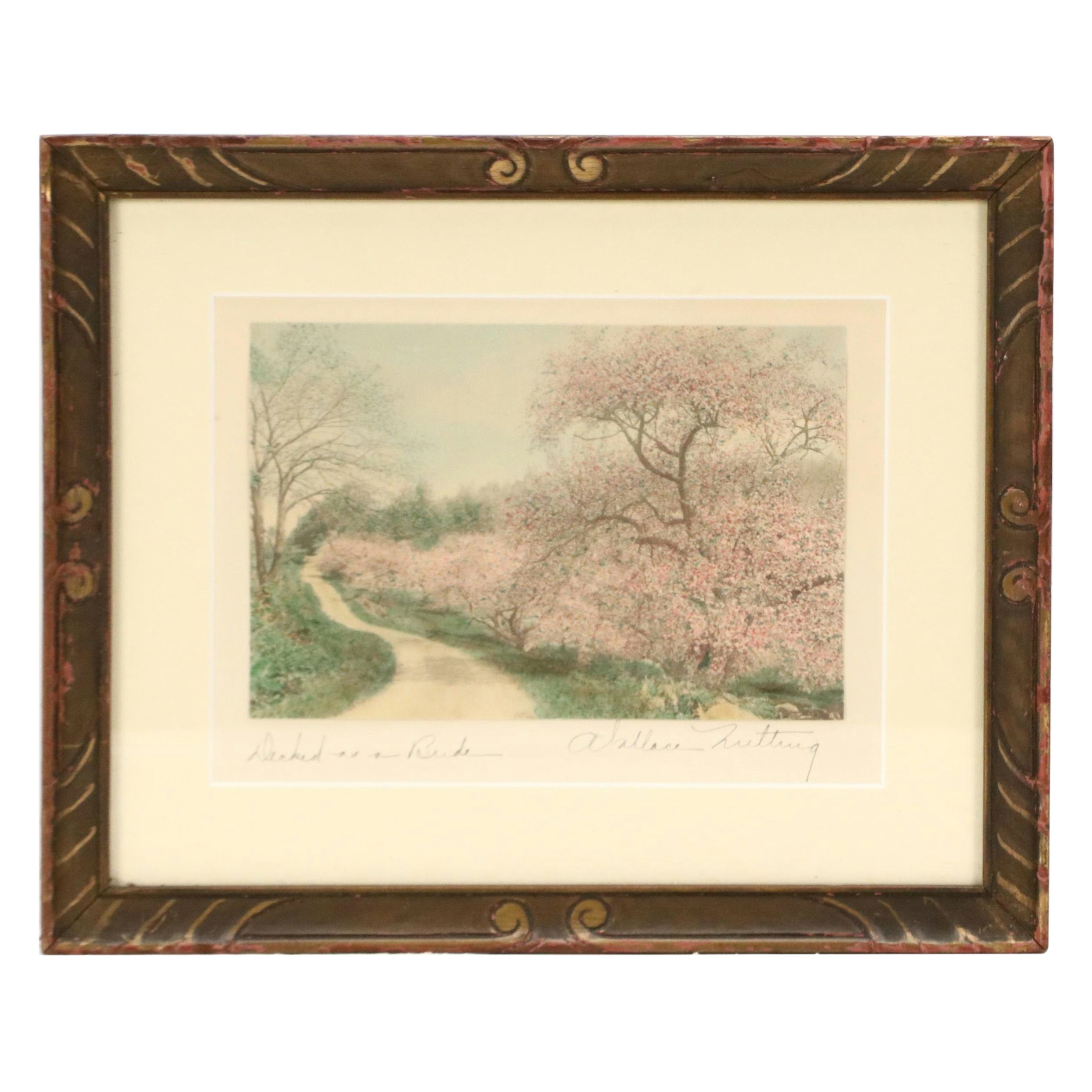 Wallace Nutting Hand-Tinted Platinum Photograph "Decked as a Bride"