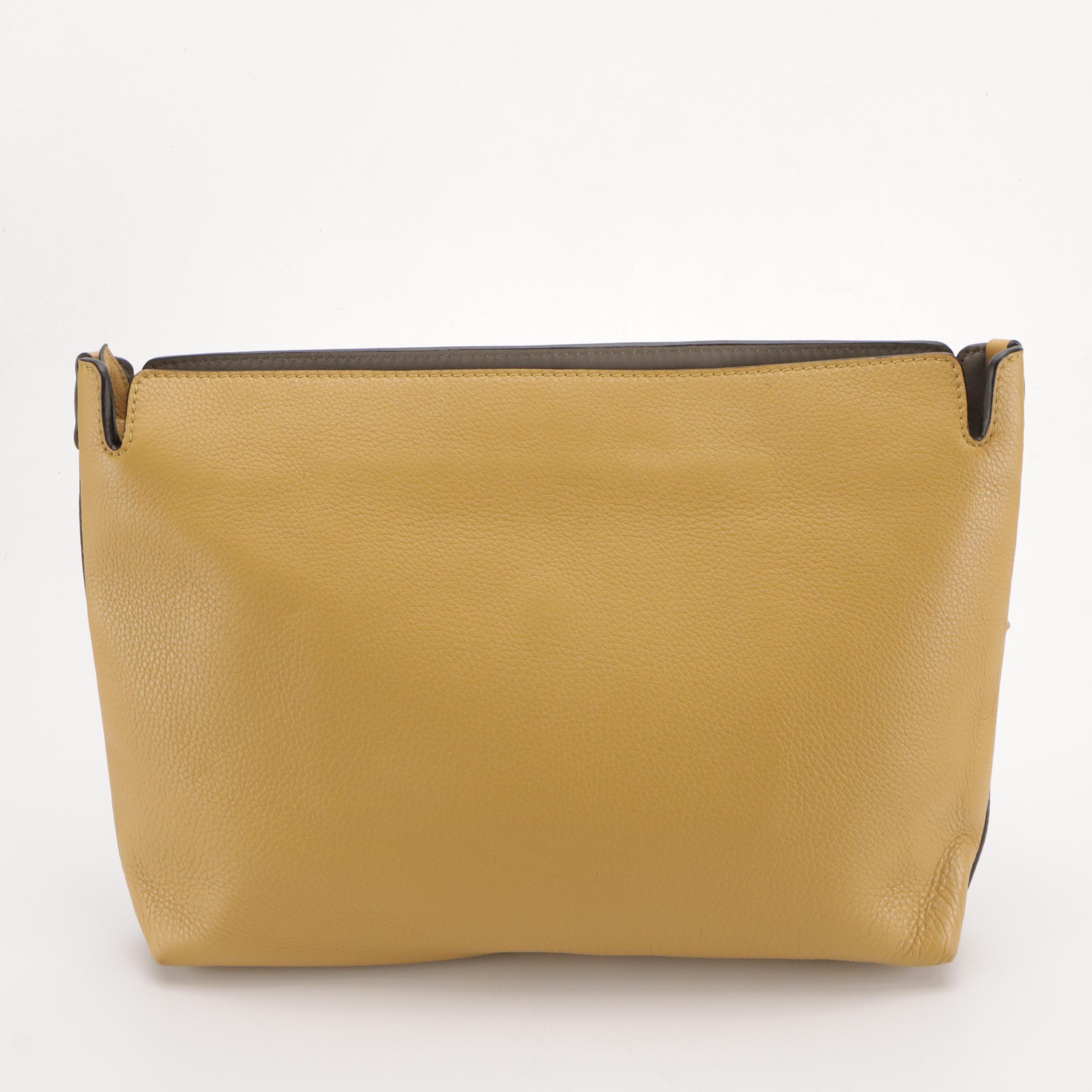 Burberry Large Clutch in Limestone/Cornflower Yellow Calfskin Leather, With Tags