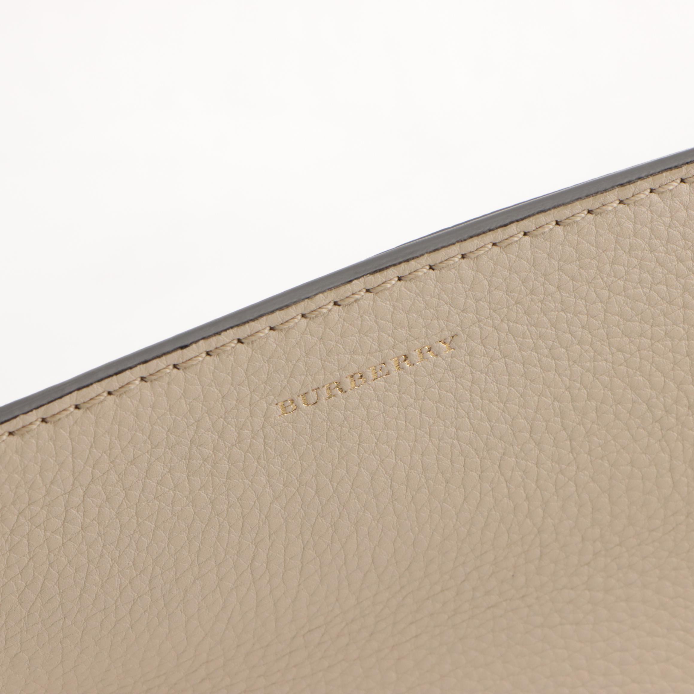 Burberry Large Clutch in Limestone/Cornflower Yellow Calfskin Leather, With Tags