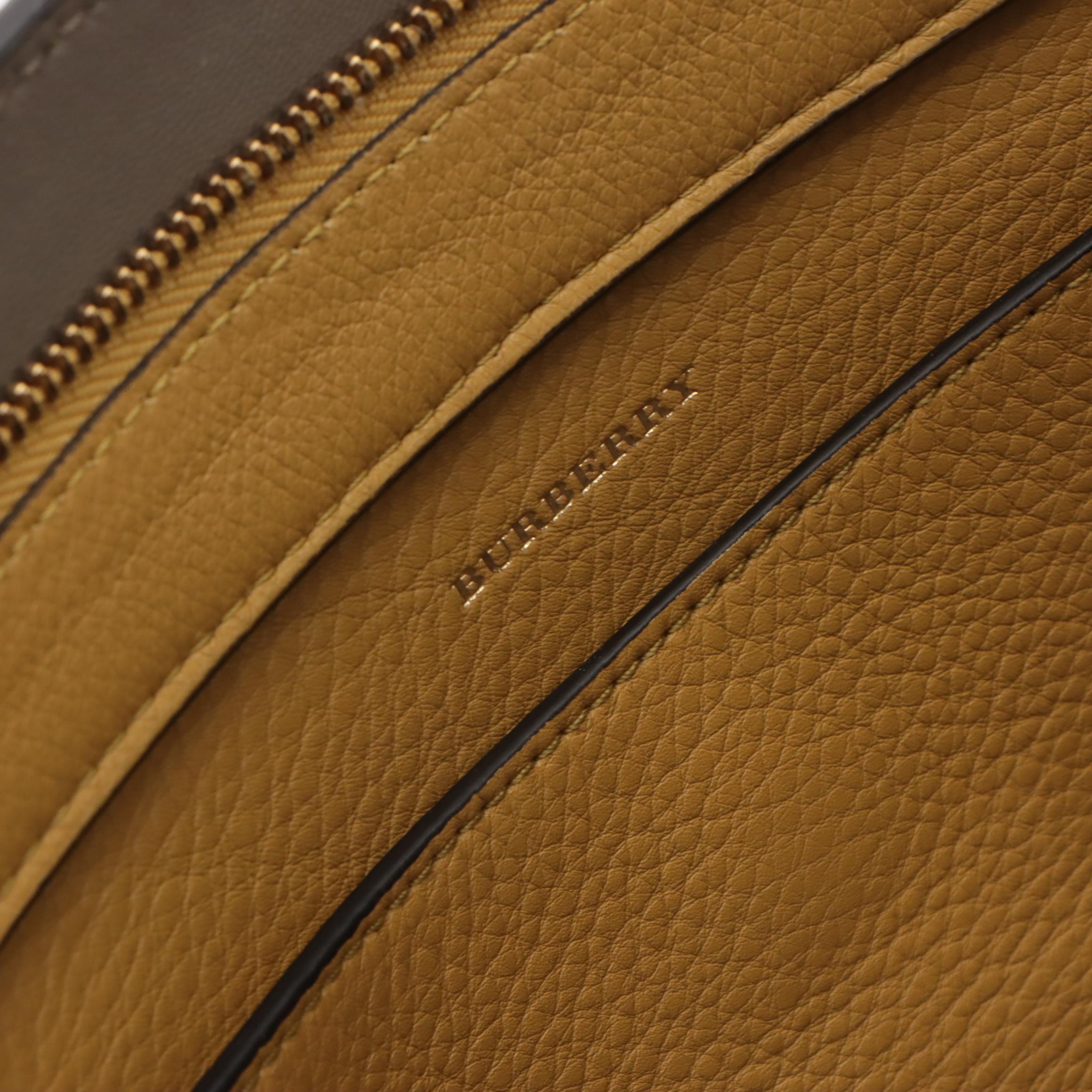 Burberry Large Clutch in Limestone/Cornflower Yellow Calfskin Leather, With Tags