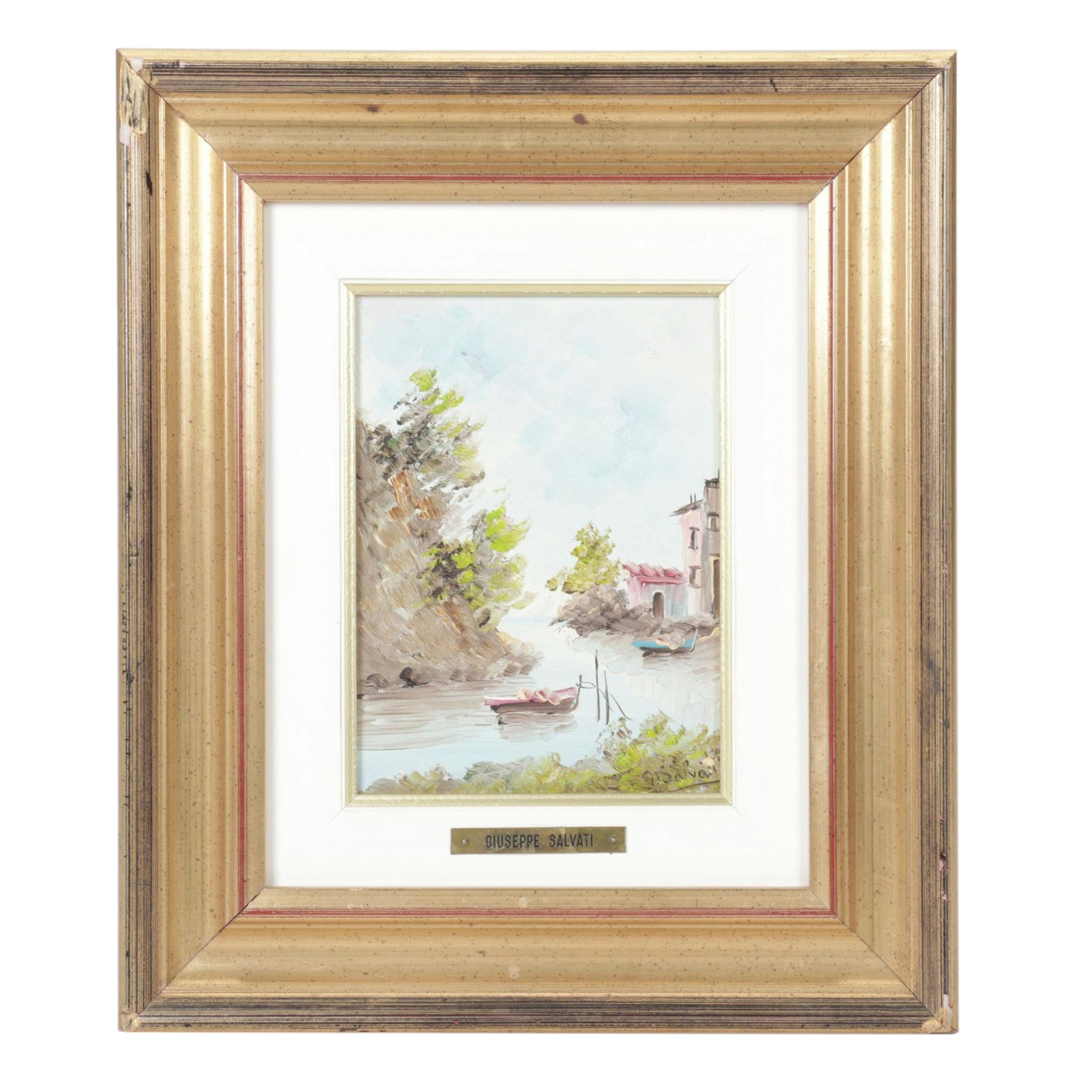 Giuseppe Salvati Impressionist Landscape Oil Painting of Secluded Cove