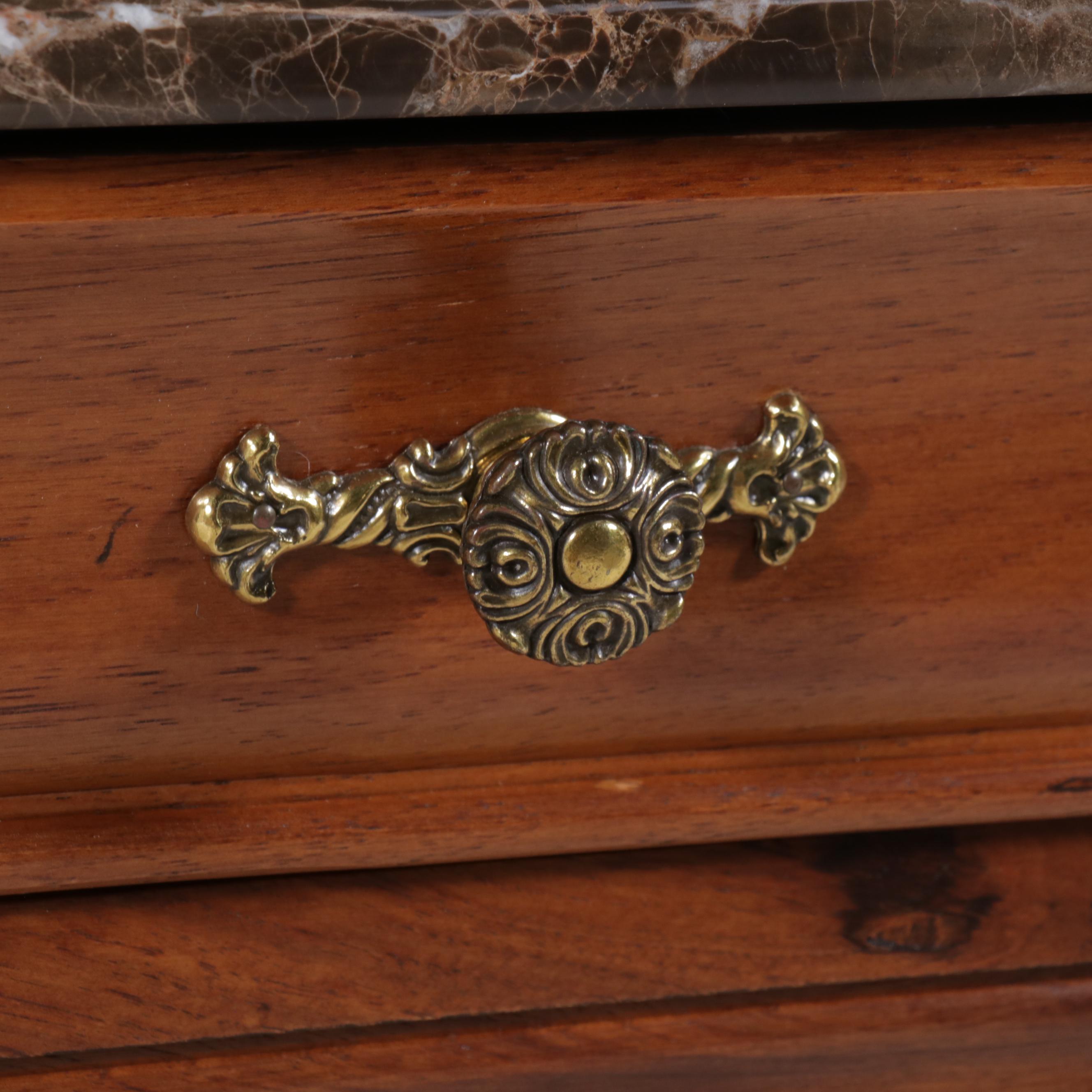 Thomasville Three-Drawer Walnut Commode with Black Marble Top