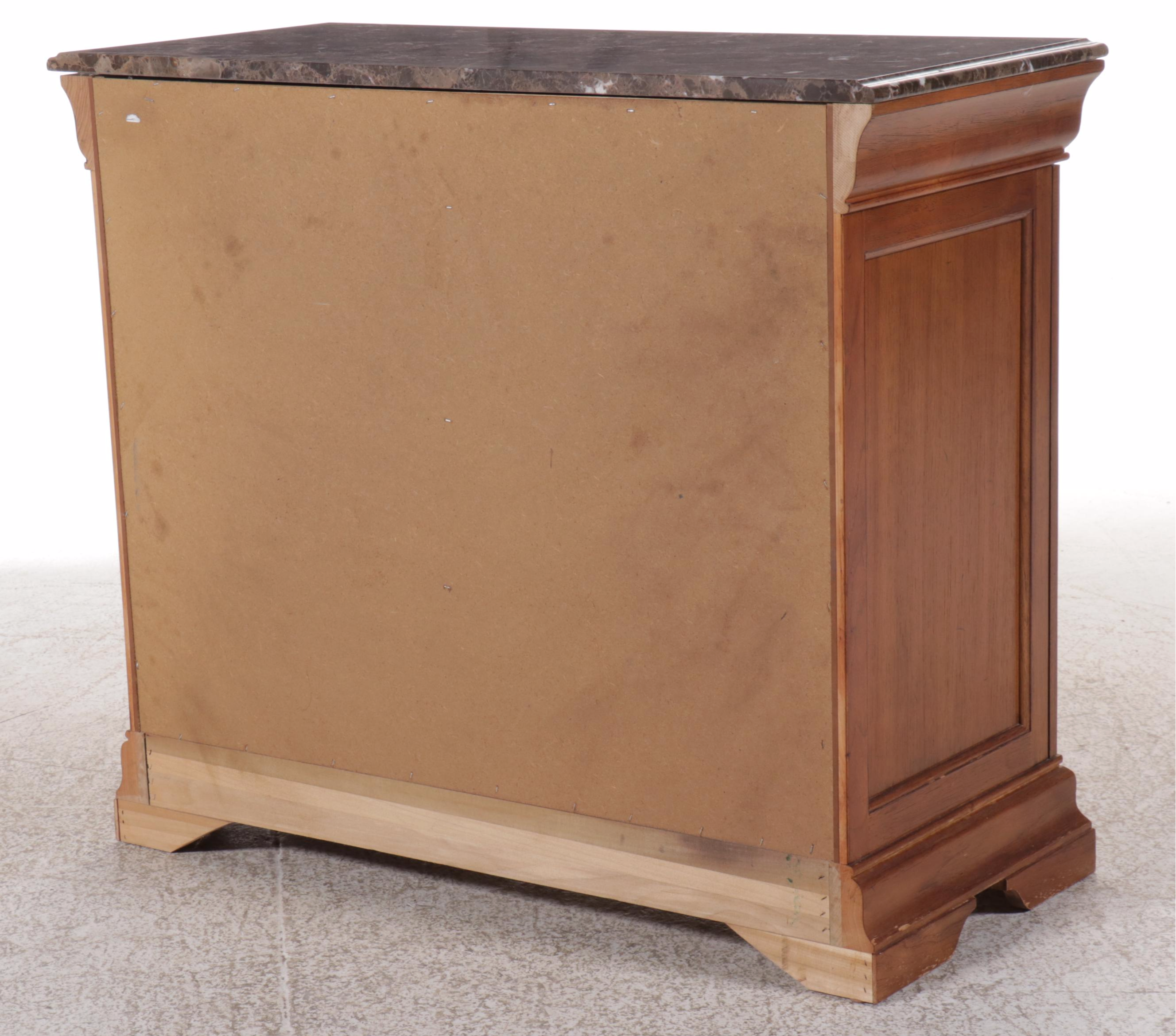 Thomasville Three-Drawer Walnut Commode with Black Marble Top