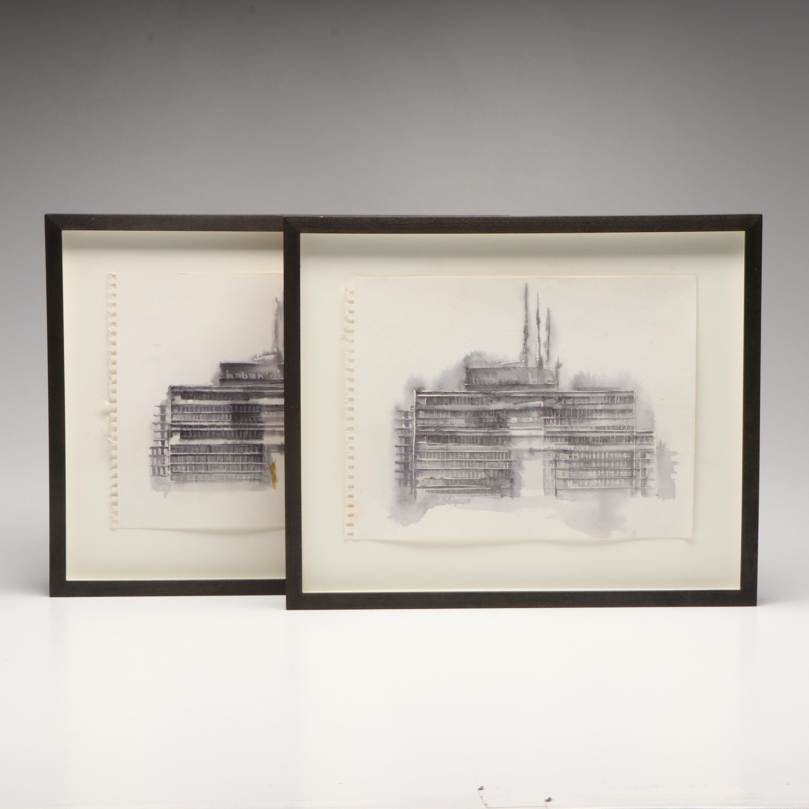 Ramón Serrano Watercolor Paintings #16 and #18, 2005